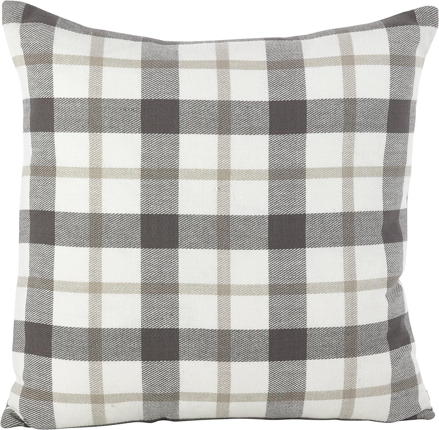 Plaid Down Filled Throw Pillow Gray - Saro Lifestyle