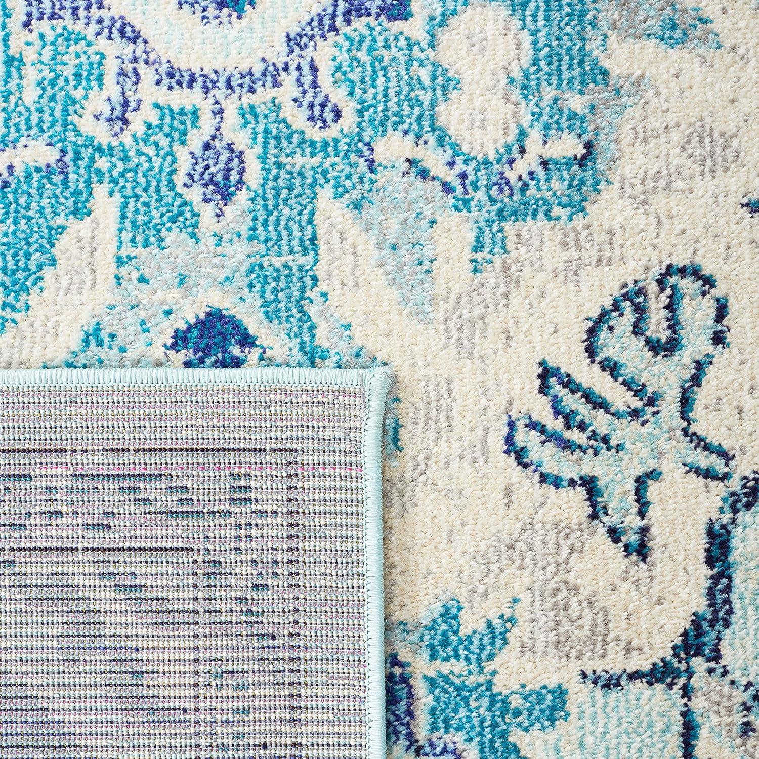 Madison MAD484 Power Loomed Indoor Area Rug - Teal/Beige - 6'x9' - Safavieh