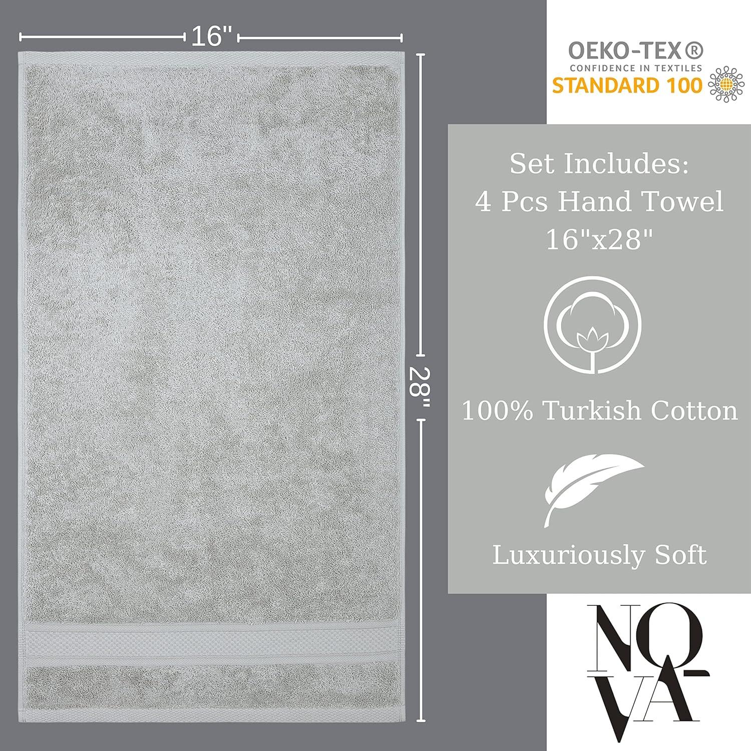 American Soft Linen 4 Pack Hand Towel Set, 100% Cotton, 16 inch by 28 inch, Hand Face Towels for Bathroom, Bright White