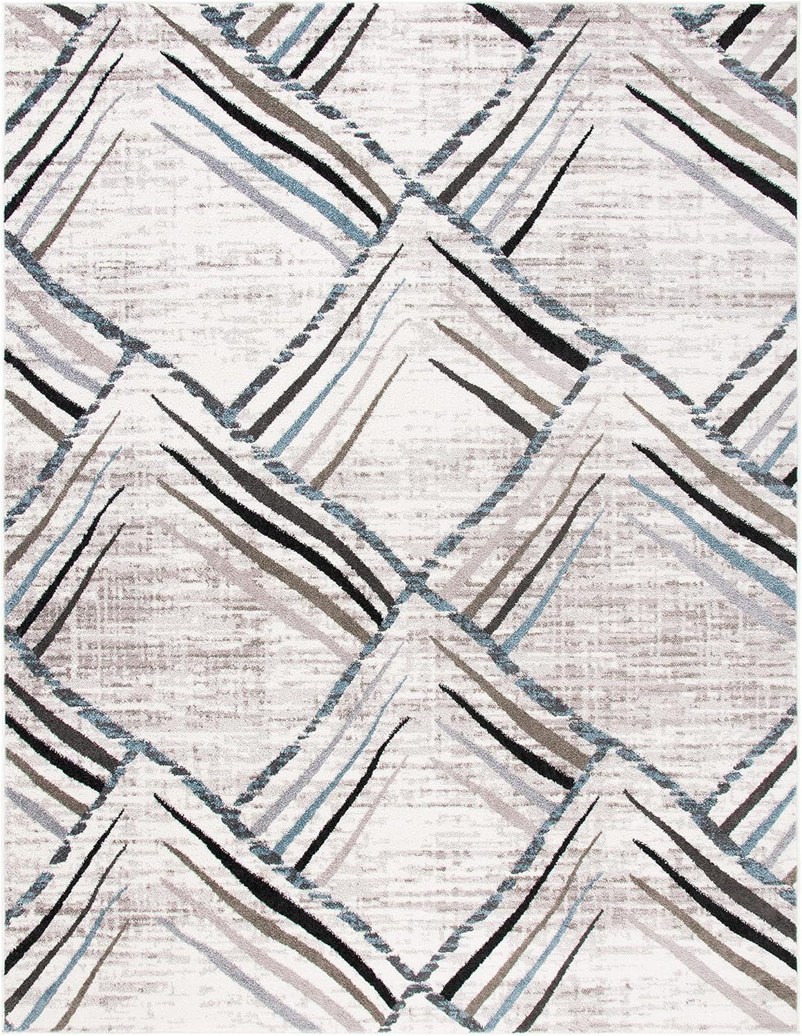 SAFAVIEH Amsterdam Ravenna Geometric Diamonds Area Rug, Cream/Charcoal, 9' x 12'