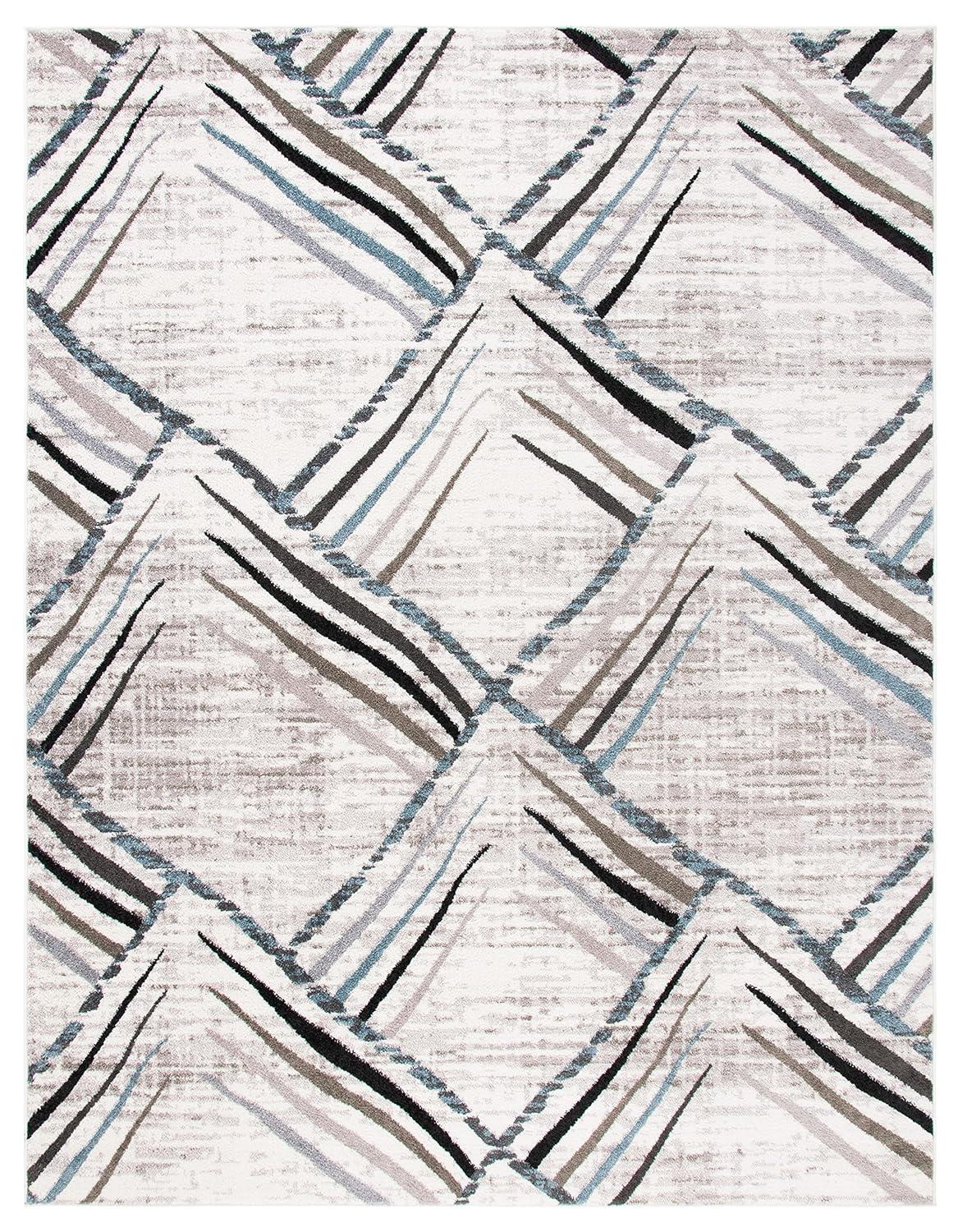 SAFAVIEH Amsterdam Ravenna Geometric Diamonds Area Rug, Cream/Charcoal, 9' x 12'