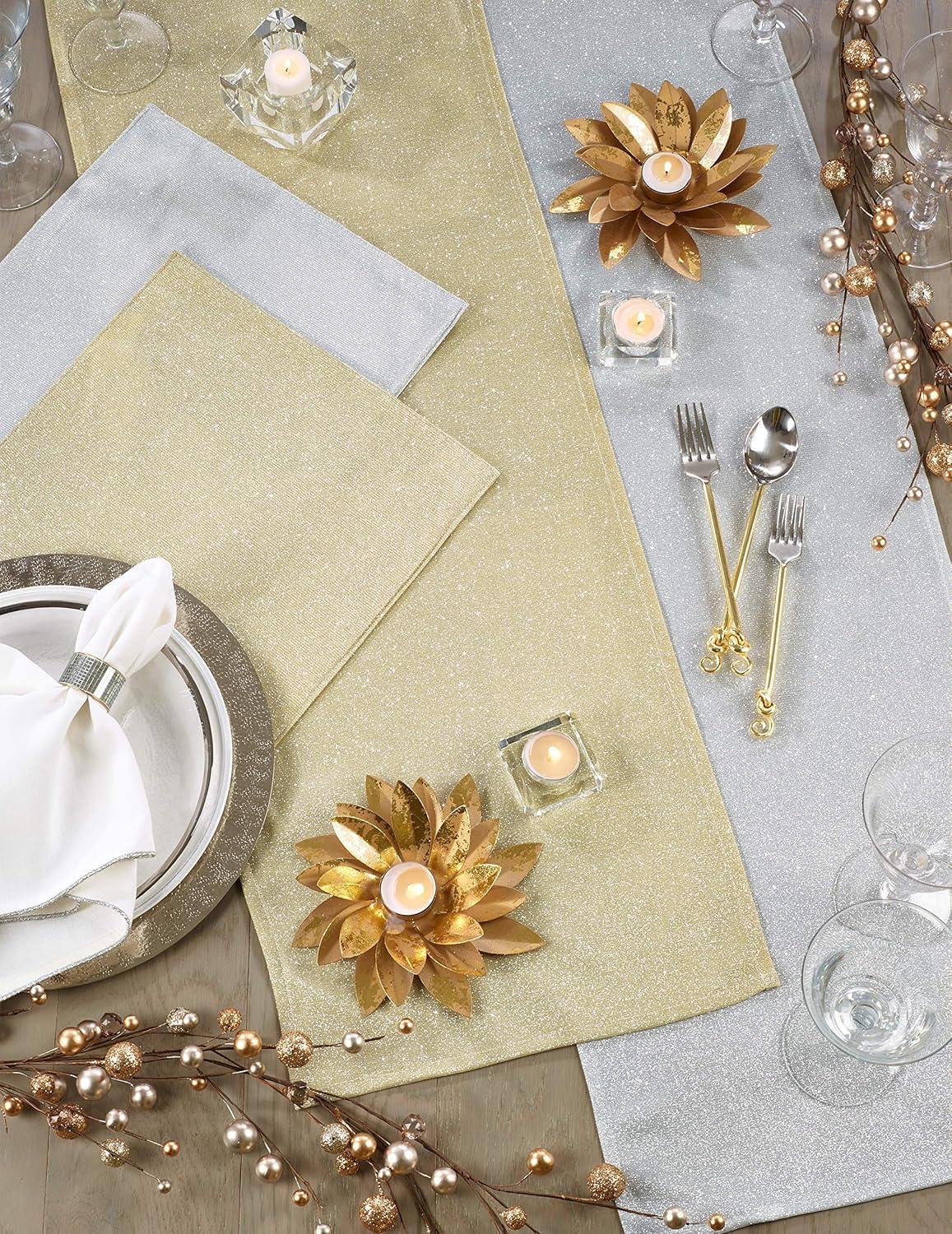 Champagne Shimmering Polyester Table Runner, 12" x 72"