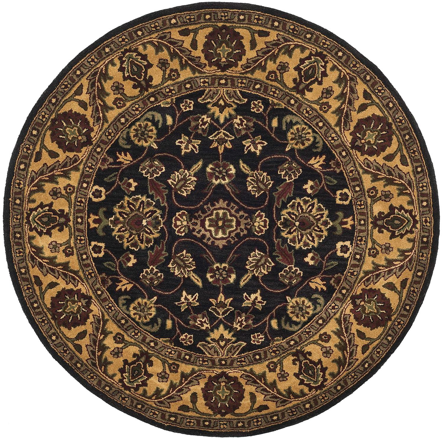Golden Jaipur GJ250 Hand Tufted Area Rug - Black/Gold - 6' Round - Safavieh.