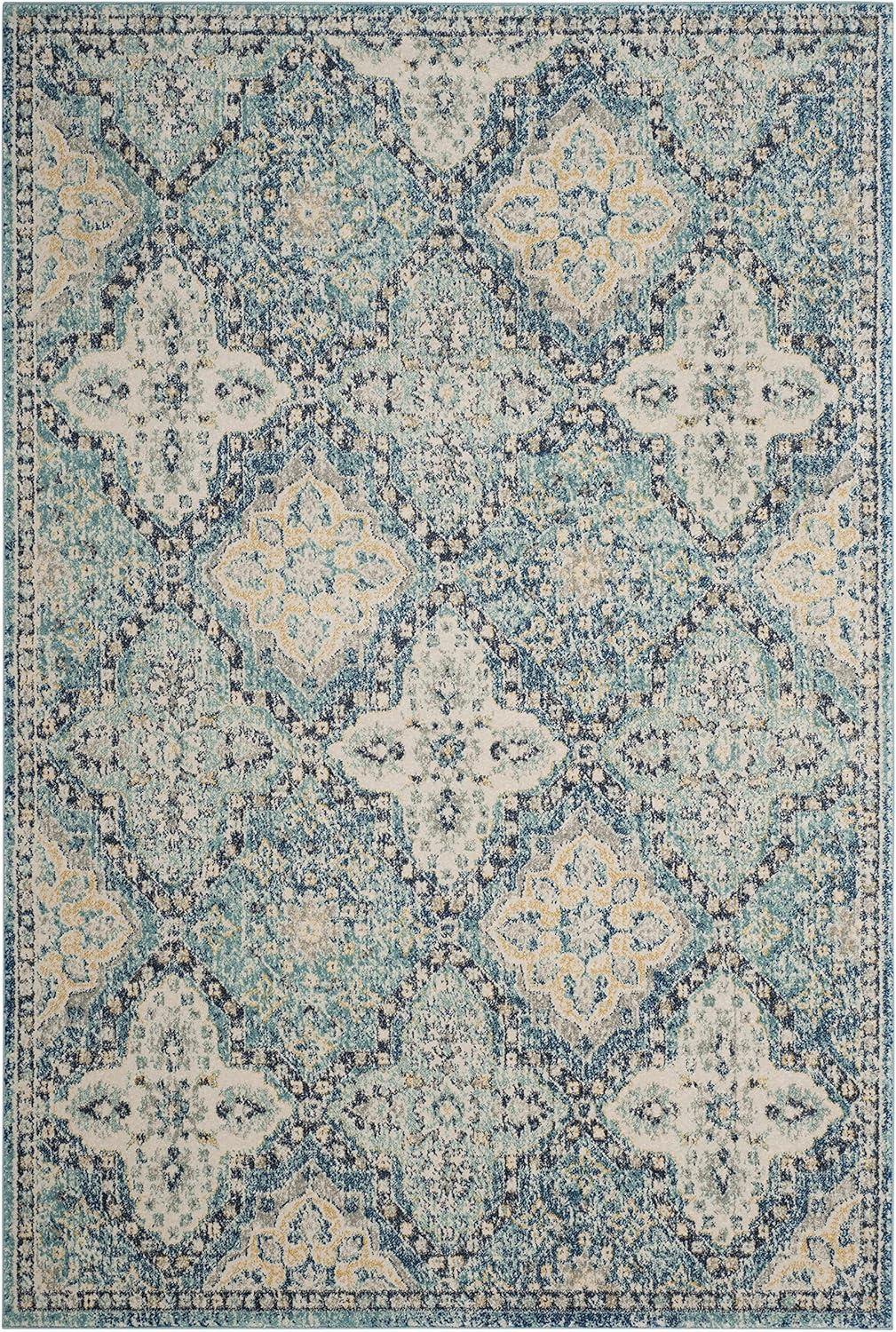 SAFAVIEH Evoke Isla Traditional Damask Area Rug, Light Blue/Ivory, 5'1" x 7'6"