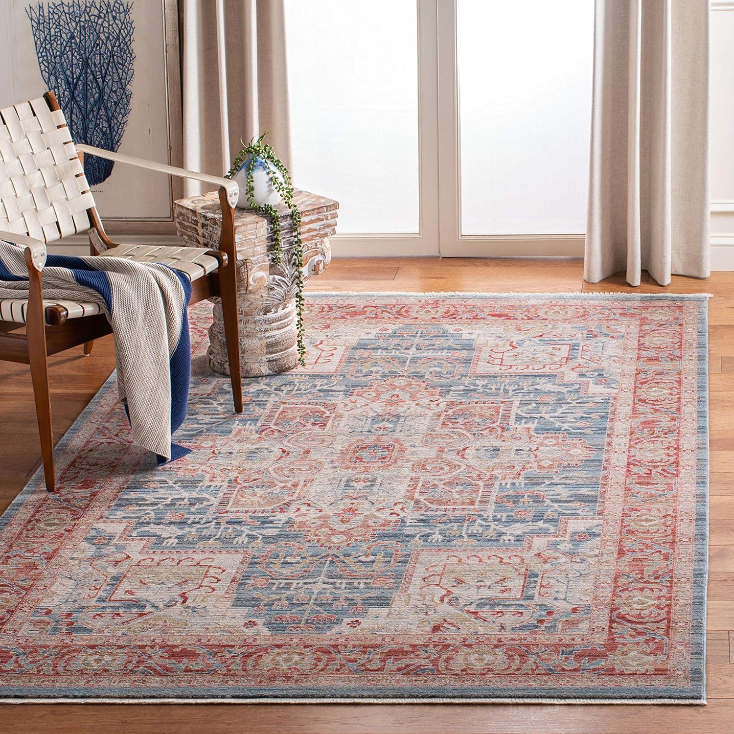 9' x 12' Blue Medallion Synthetic Easy Care Rug