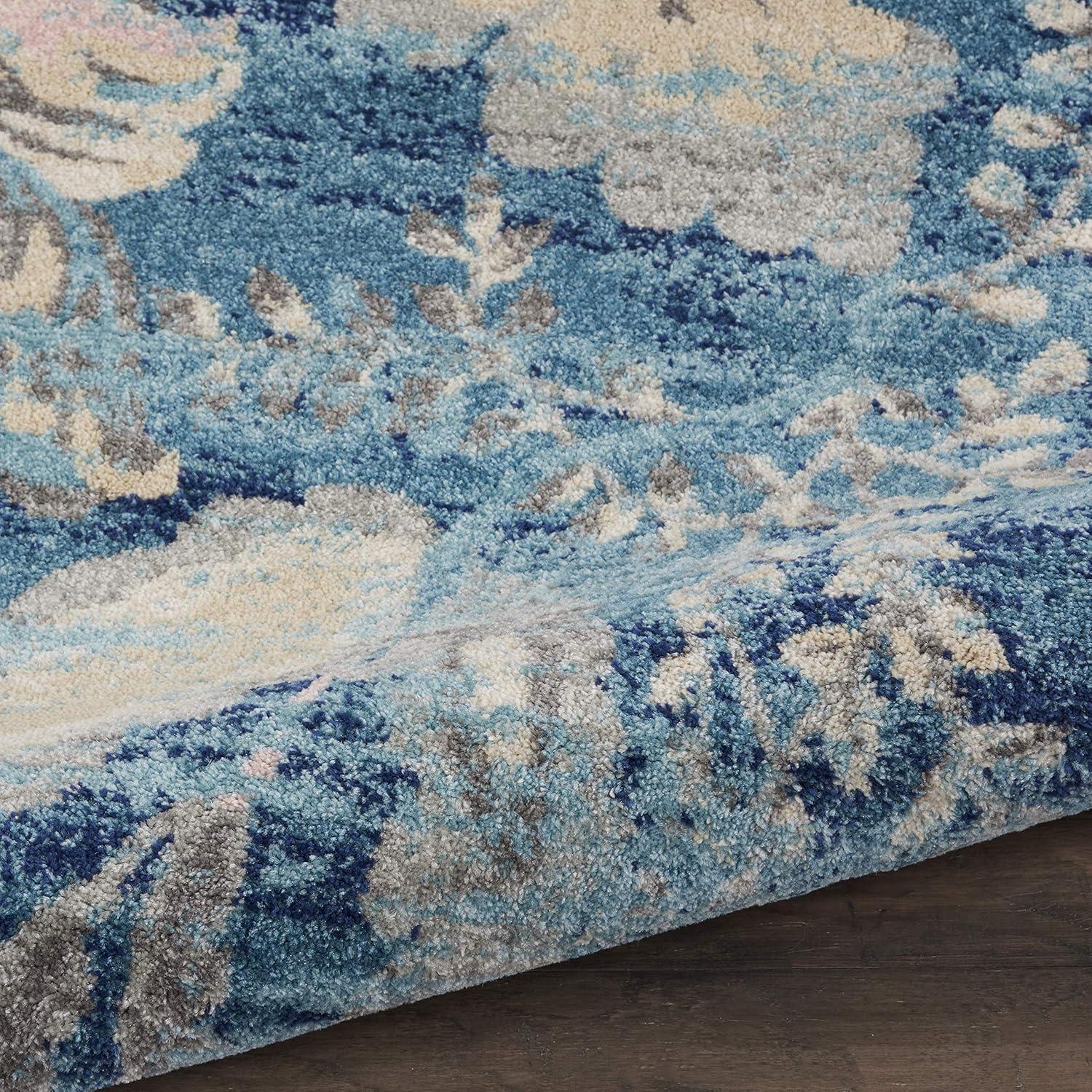 Nourison Tranquil 5'3" X 7'3" (5' x 7') Turquoise Area Rug French Country Eclectic Floral by Nourison