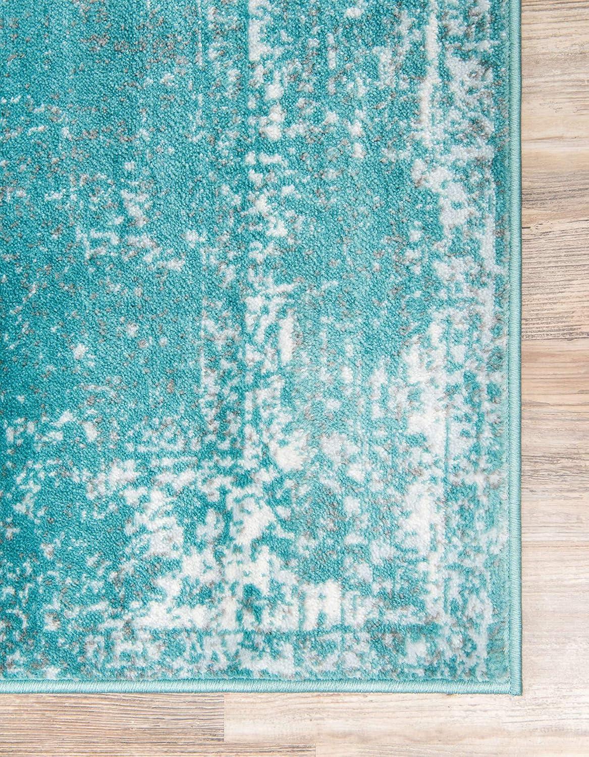Unique Loom Sofia Collection Area Rug - Casino (7' 1" x 10' Rectangle Turquoise/Ivory)