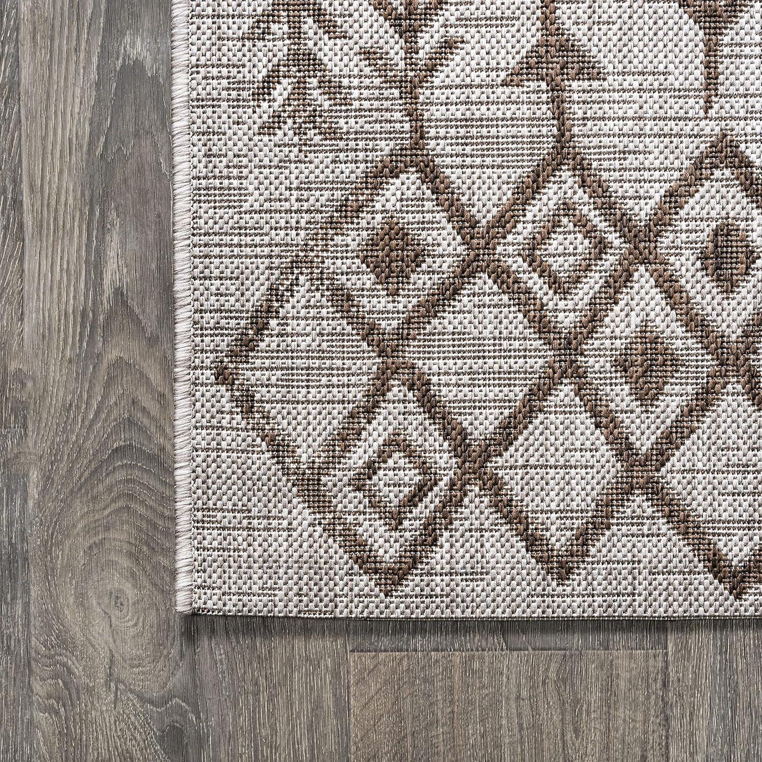 3'x5' Tokay Bohemian Geometric Indoor/Outdoor Area Rug, Beige/Brown - JONATHAN Y