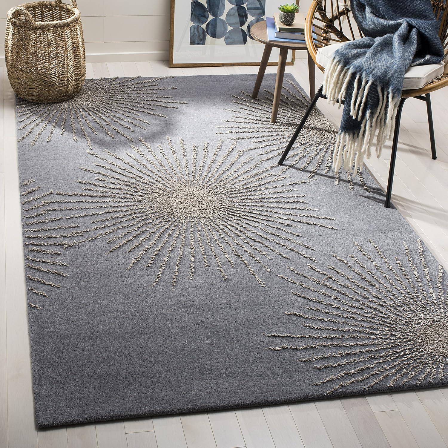 Soho SOH712 Hand Tufted Indoor Area Rug - Dark Grey/Silver - 5'x8' - Safavieh.