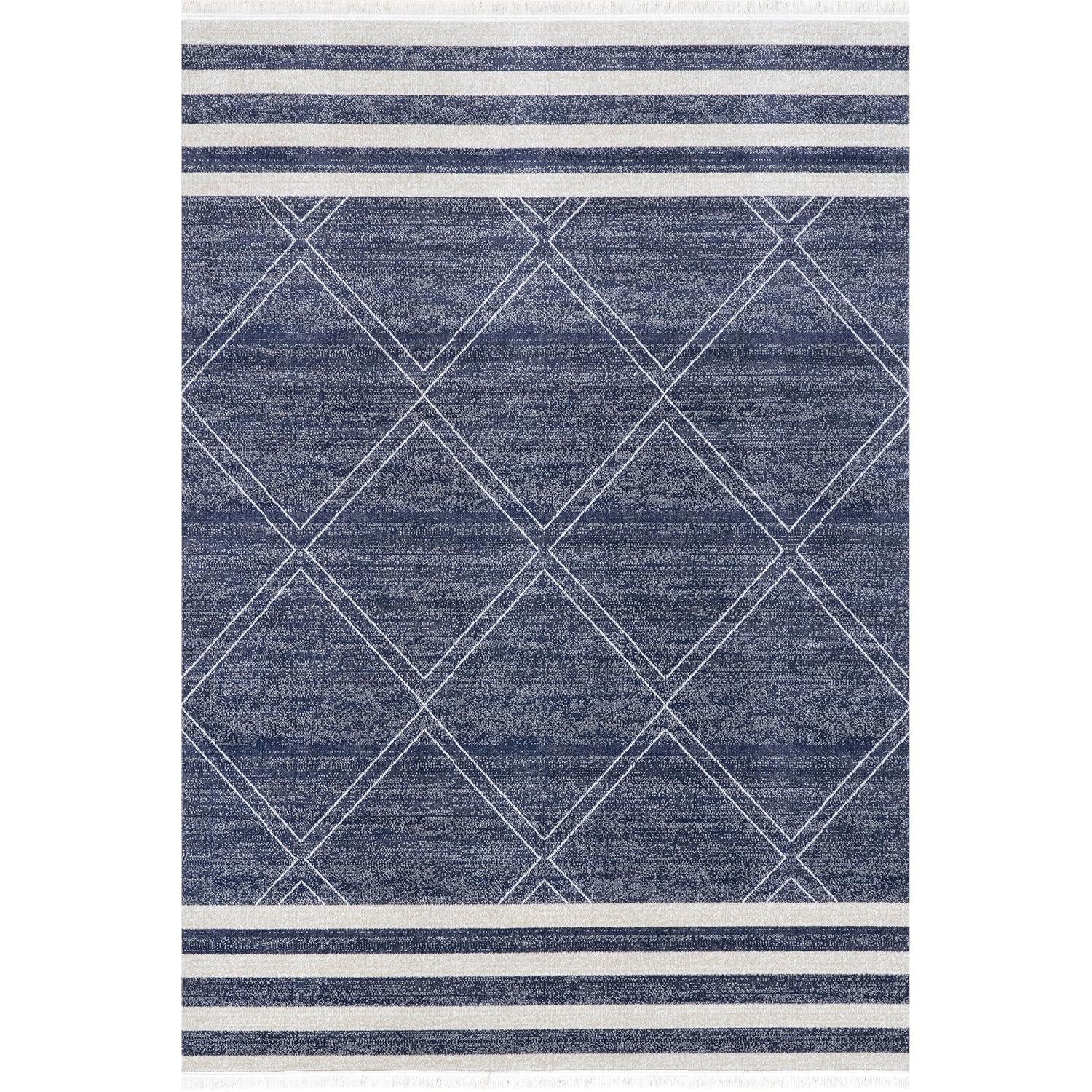 Nuloom Roberge Trellis 3x5 Indoor/Outdoor Accent Rug for Living Room Patio Deck Front Porch Entryway Kitchen, Navy/Ivory