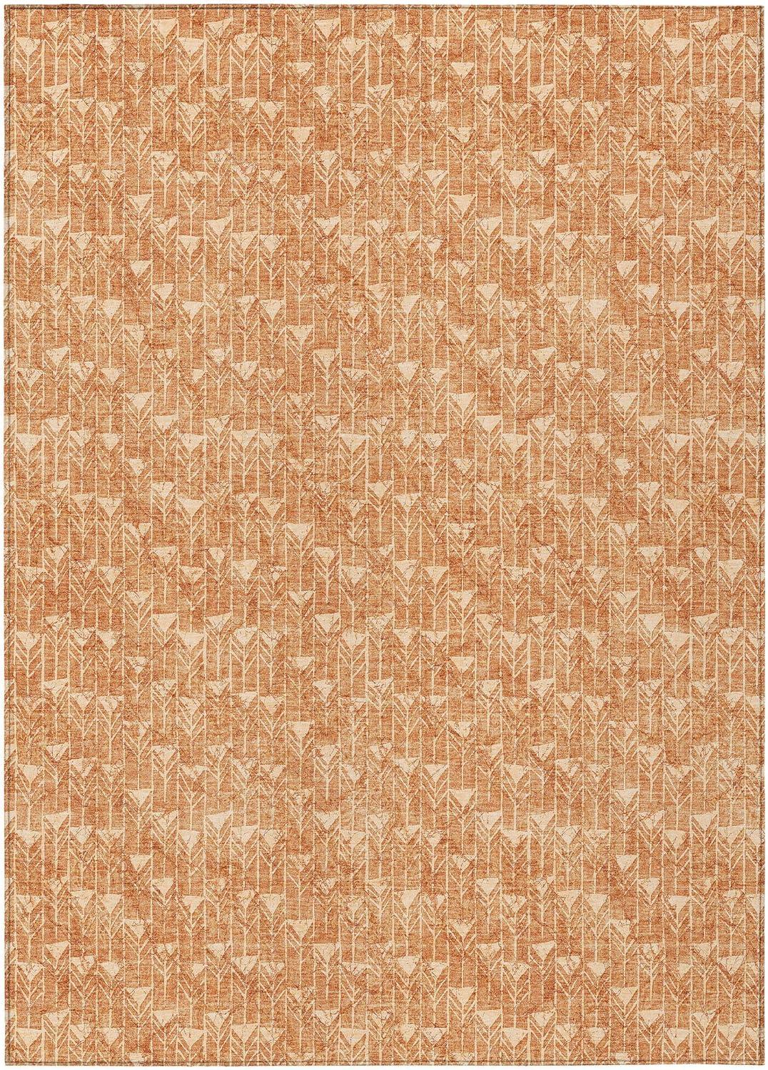 Salmon Synthetic 10' x 14' Reversible Washable Area Rug