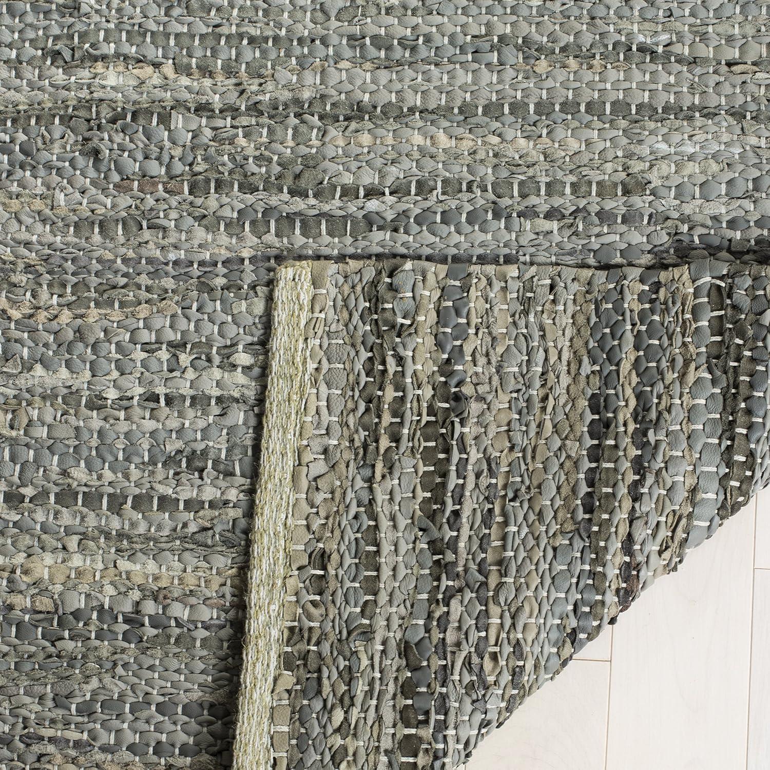 Vintage Leather VTL105 Hand Woven Area Rug - Grey - 6'x6' - Safavieh.