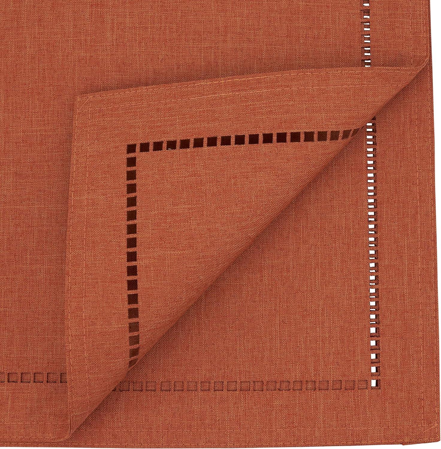 Saro Lifestyle Dining Table Runner With Laser-Cut Hemstitch Design