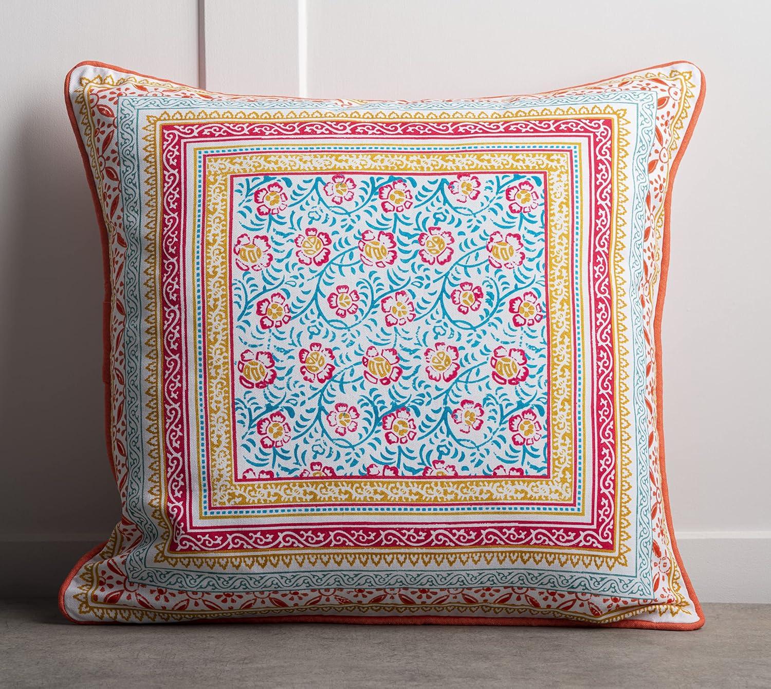 Maison d' Hermine Decorative Pillow Covers 18 x 18 Inch Square 100% Cotton Throw Pillow Covers with Invisible Zipper Cushion Case for Living Room Couch, Chair, Sofas, Bedroom, Home (Katmandou - Doda)