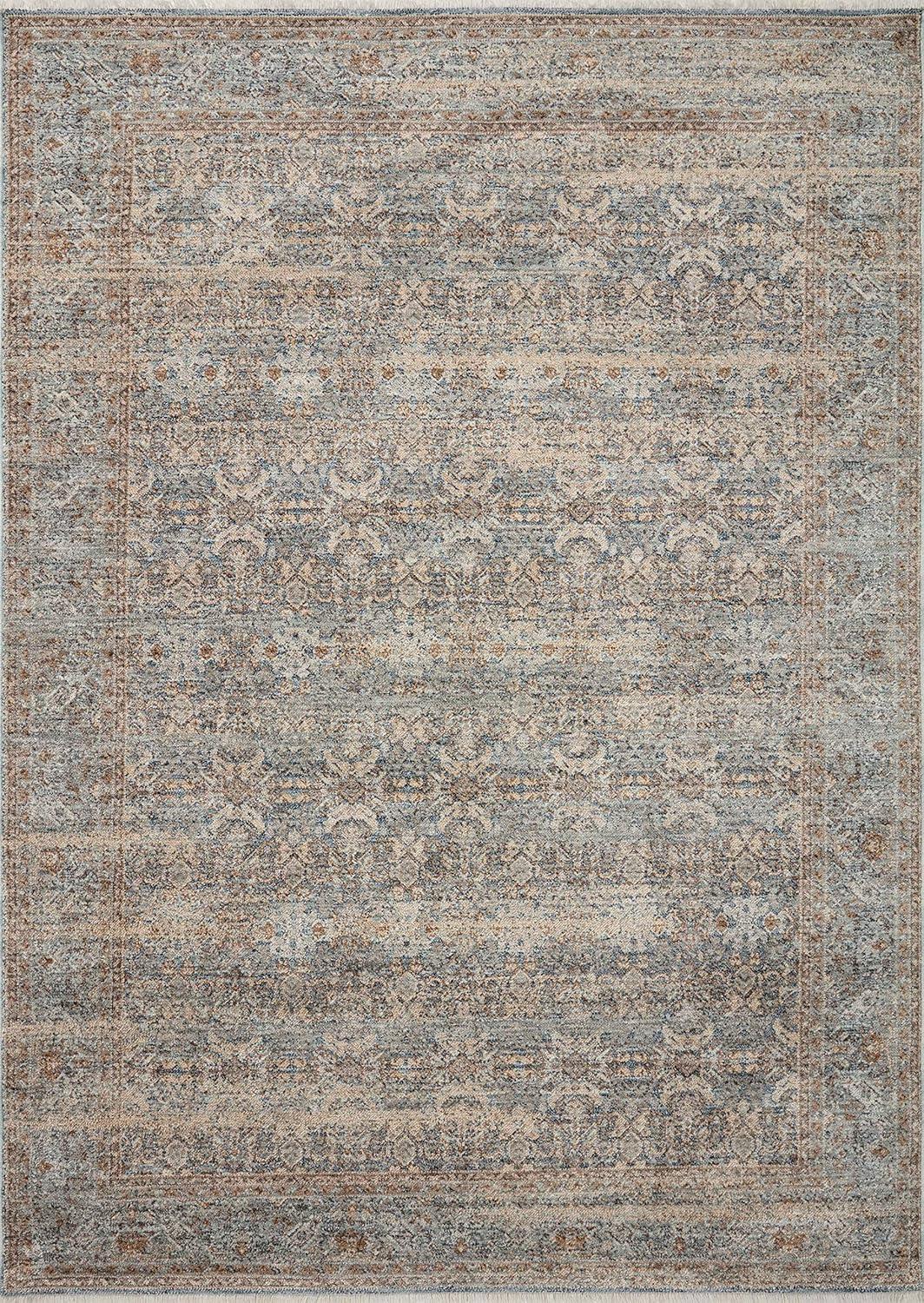 Blake Ocean and Mocha Distressed Synthetic Area Rug 11'-6" x 15'-7"