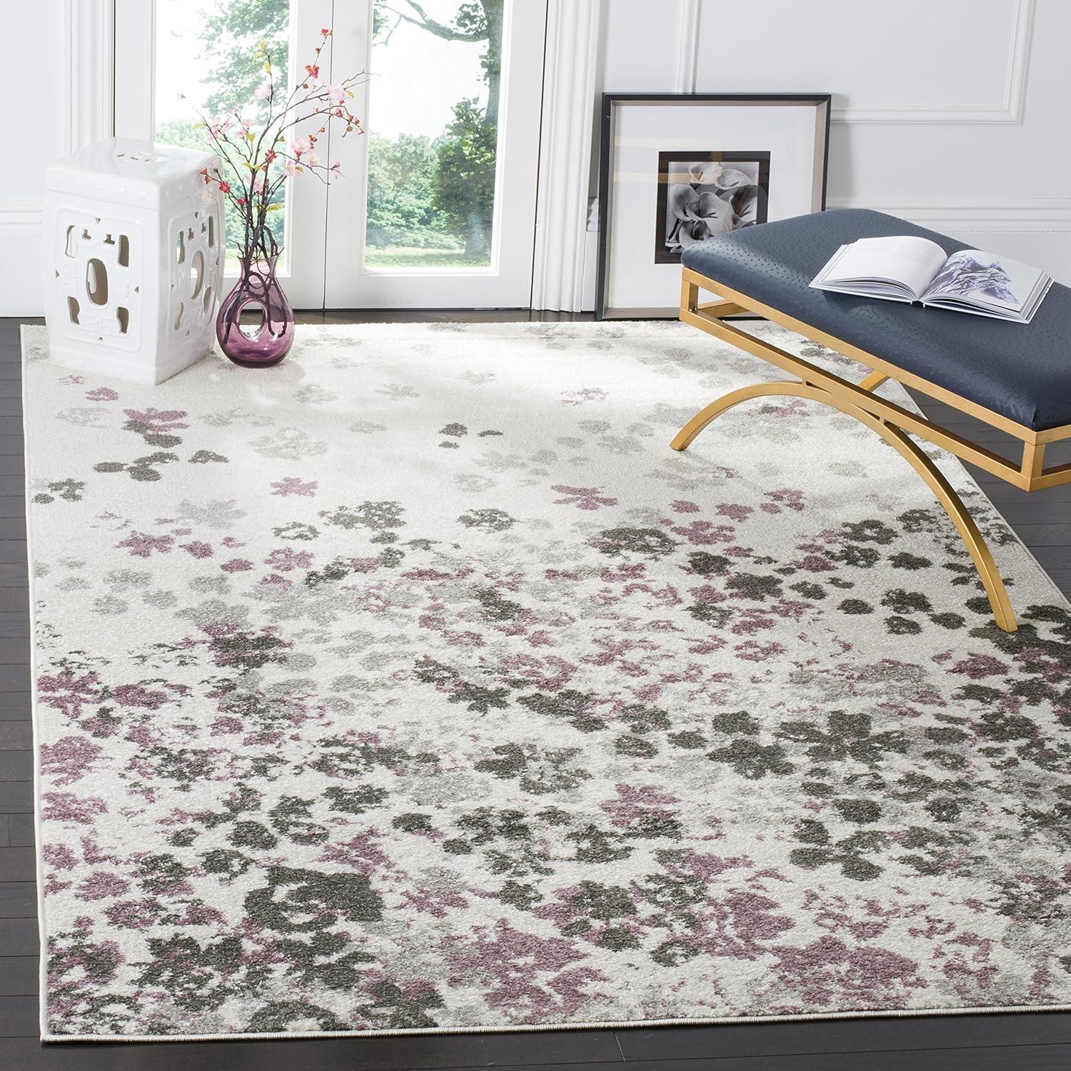 Adirondack ADR115 Power Loomed Area Rug - Ivory/Purple - 8'x8' - Safavieh.