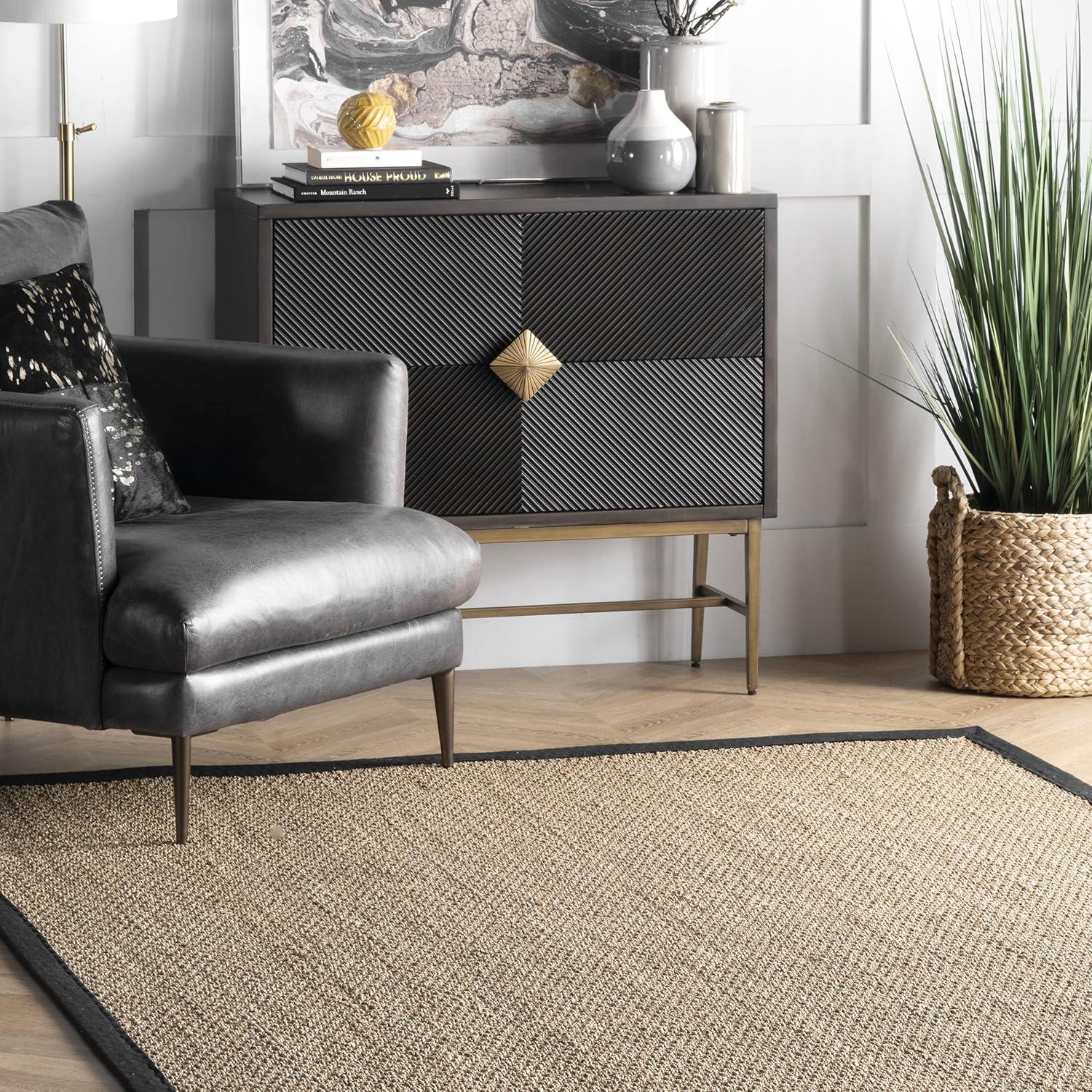 Elijah Black Seagrass 8' x 10' Easy-Care Area Rug