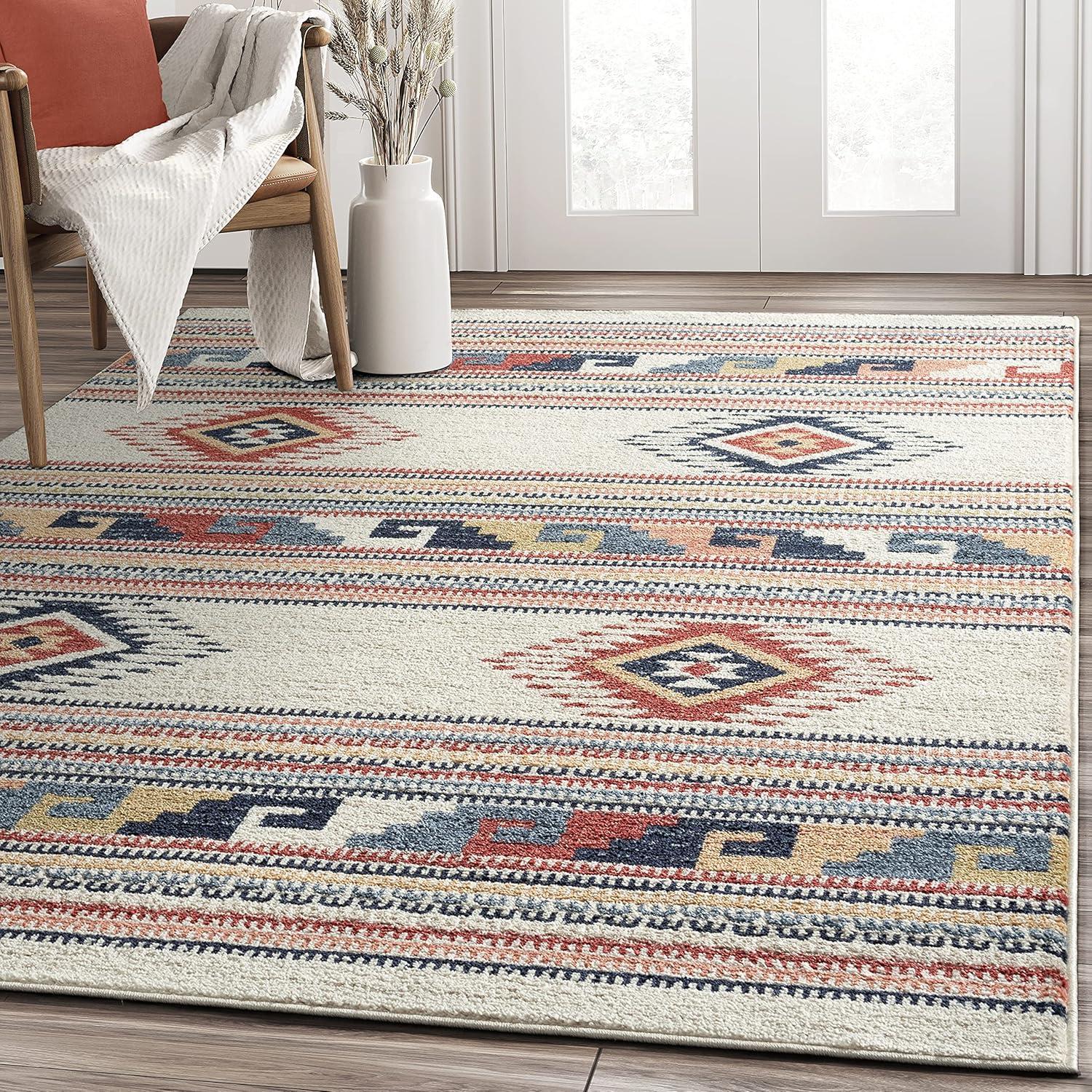 Abani Rug Sedona Southwestern Diamond Pattern Area Rug 6' x 9' - Beige