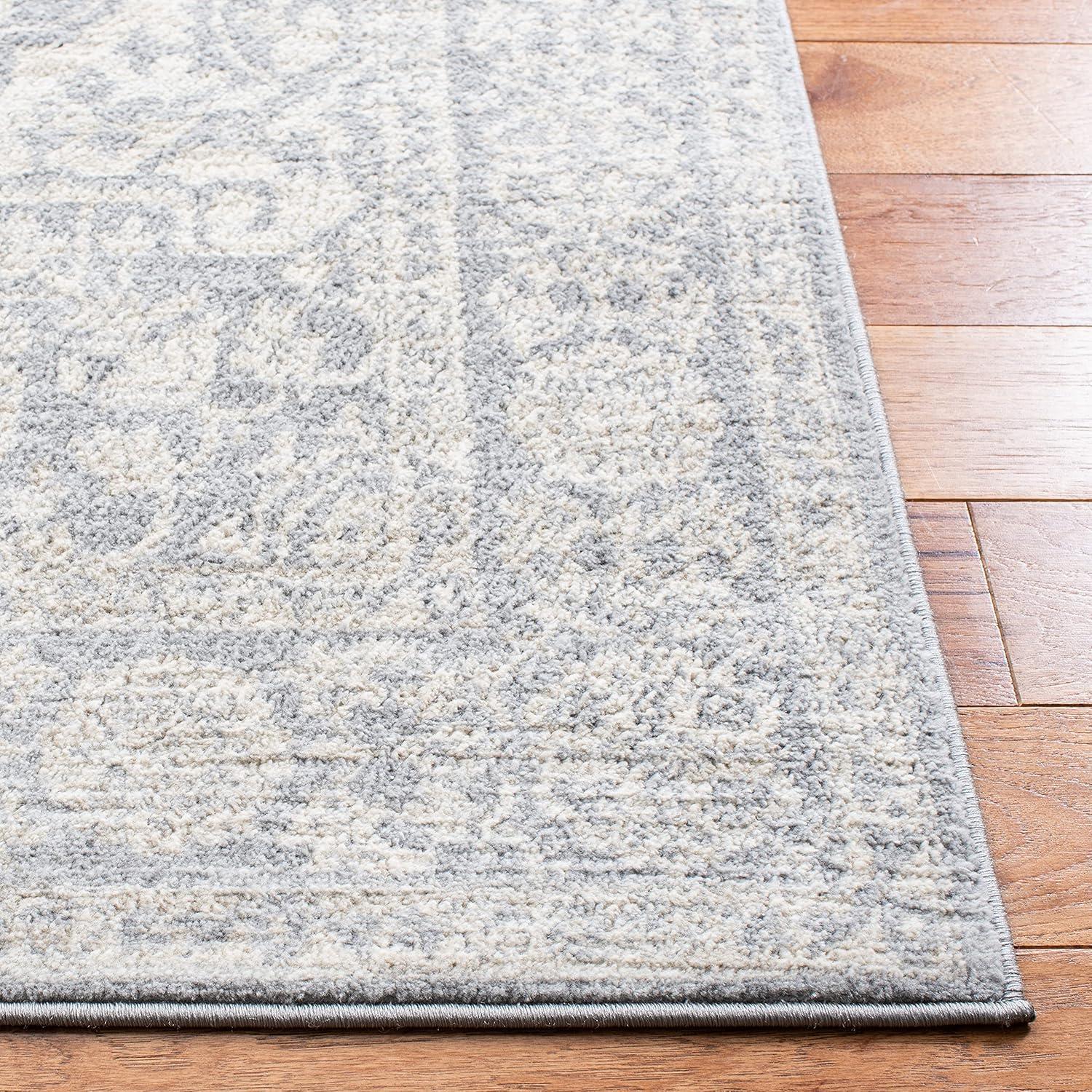 SAFAVIEH Brentwood Adams Oriental Runner Rug, Light Grey/Ivory, 2' x 8'