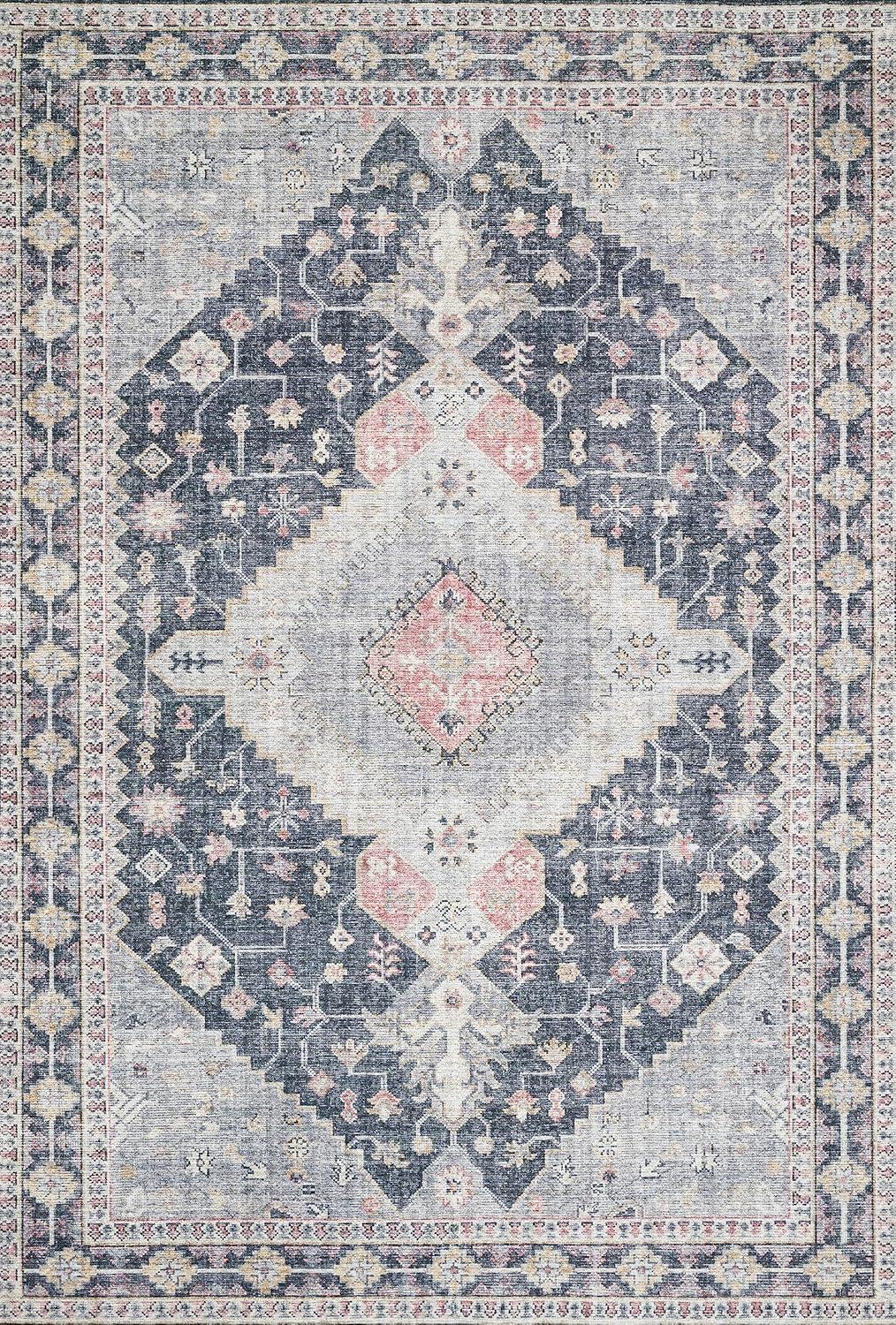 Reversible Gray Oriental 30x120 Wool-Synthetic Blend Rug