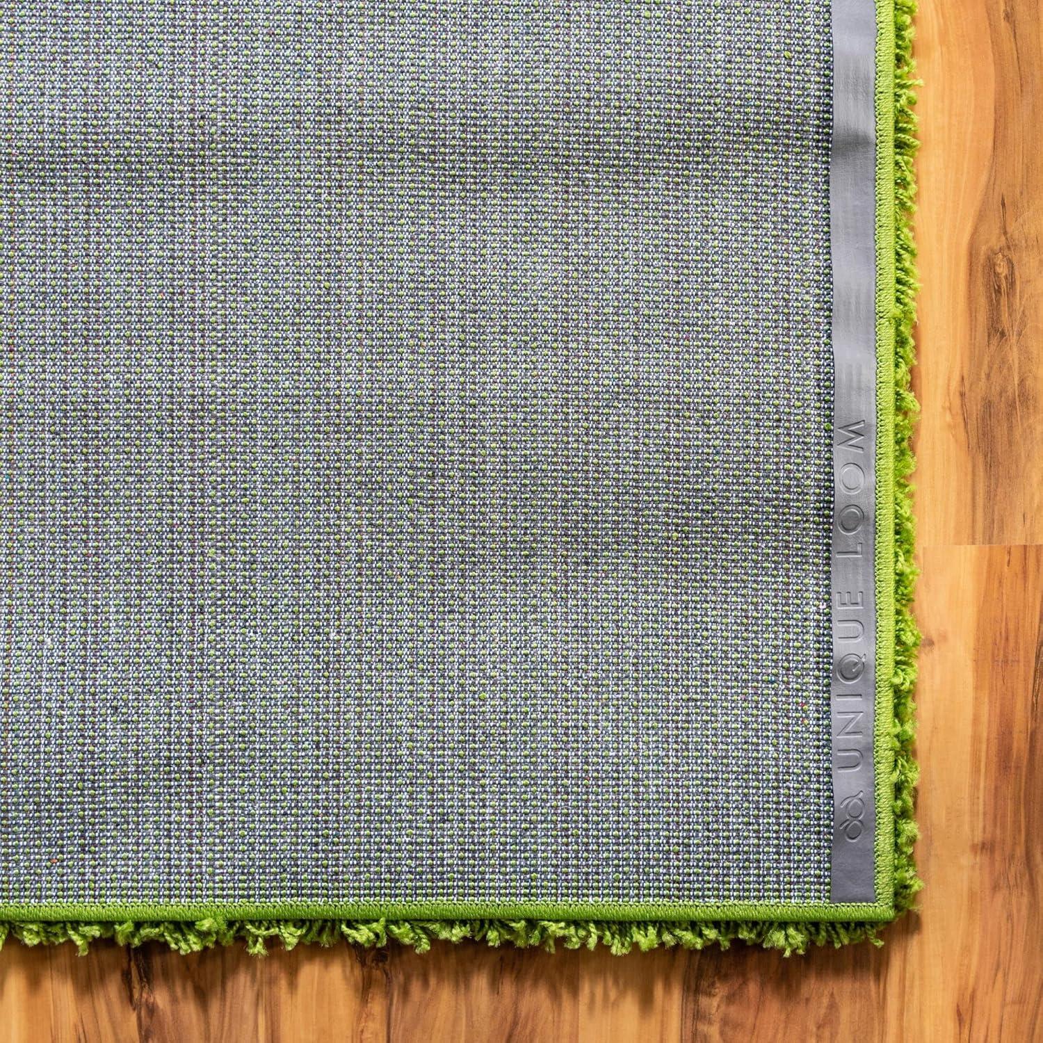 Handmade Green Synthetic Shag Kids' 4' x 6' Rug