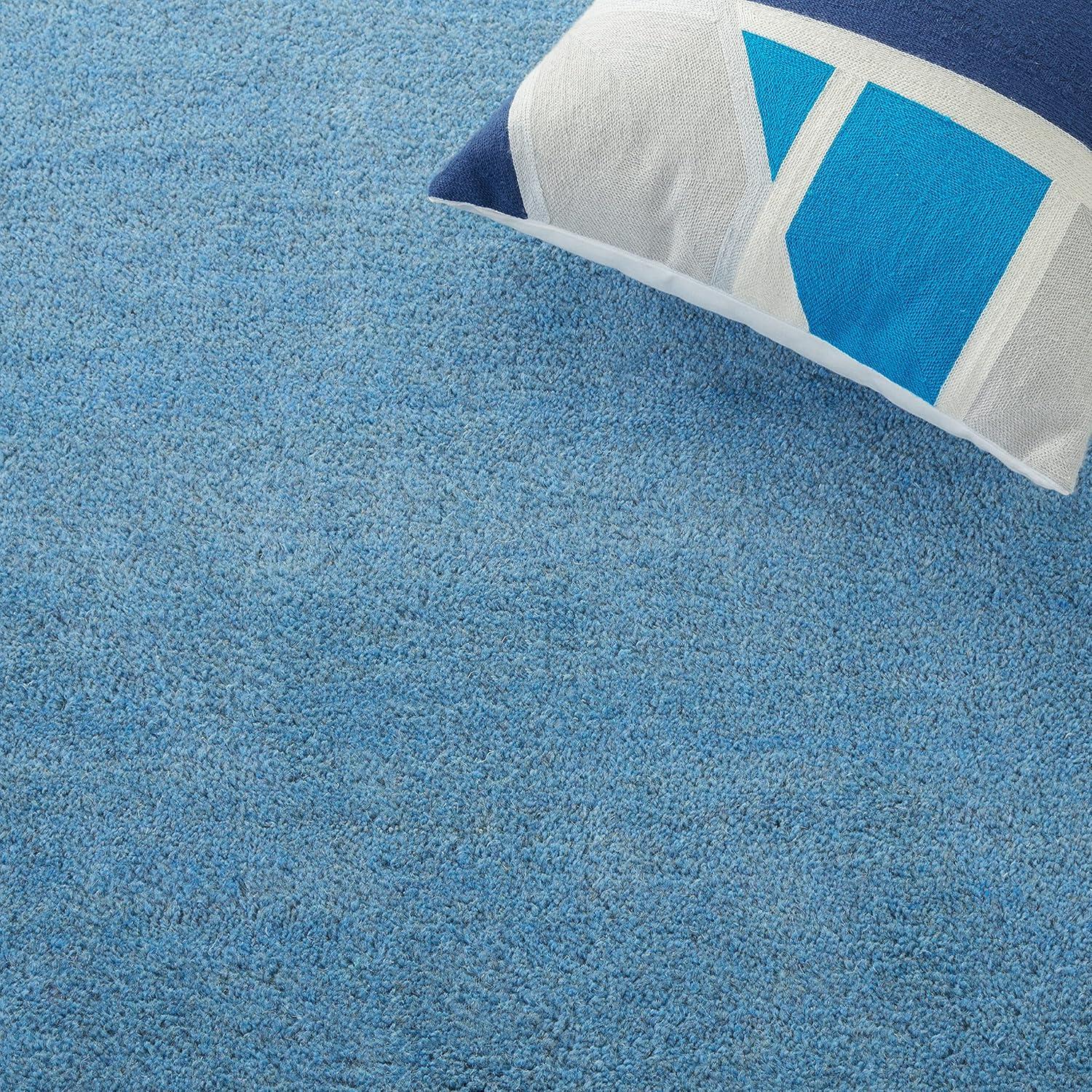 Himalaya Blue 8' Square Handmade Wool Area Rug