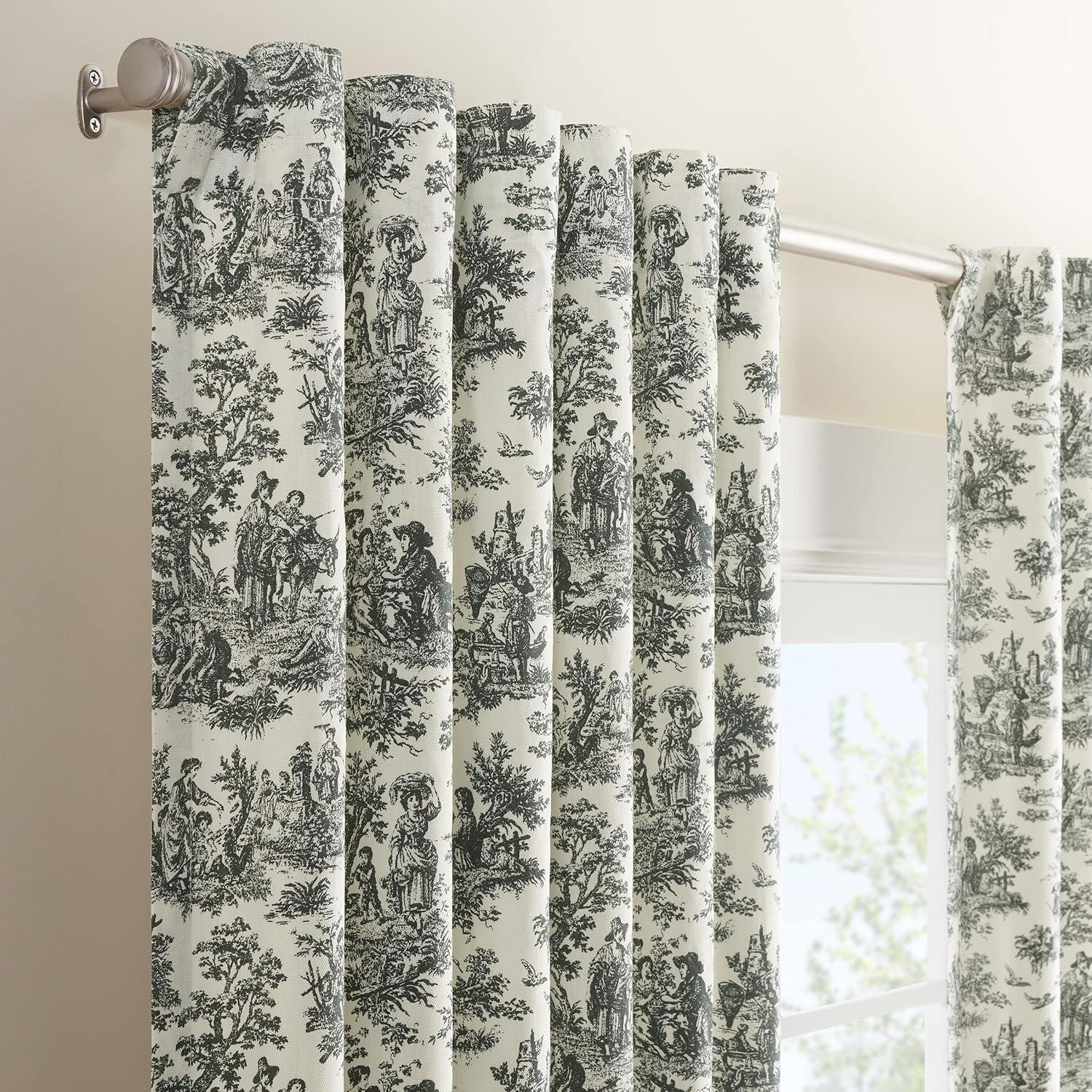 Onyx Floral Cotton Light-Filtering Rod Pocket Curtain Panel