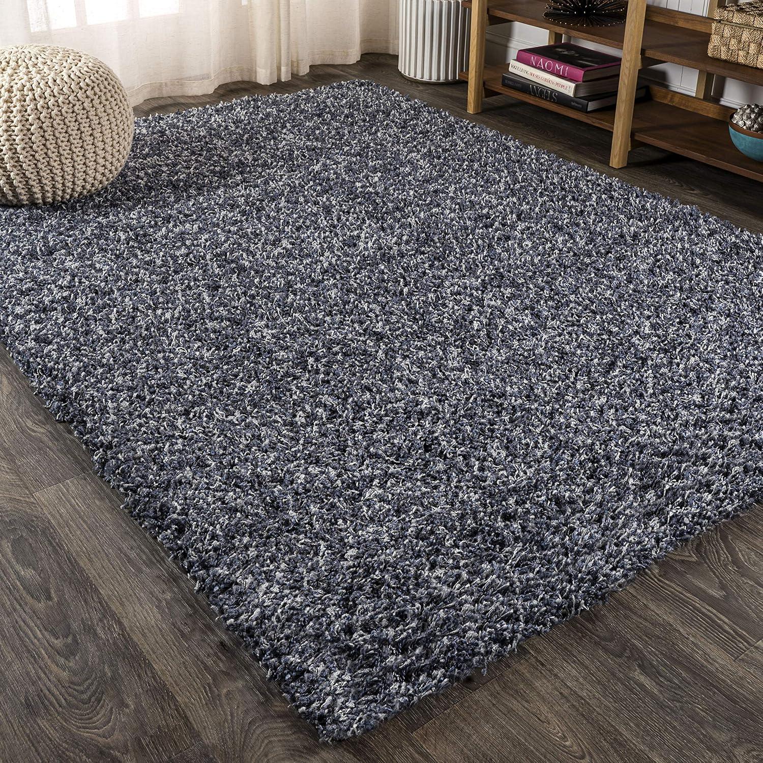 3'x5' Mercer Shag Plush Area Rug, Denim - JONATHAN Y