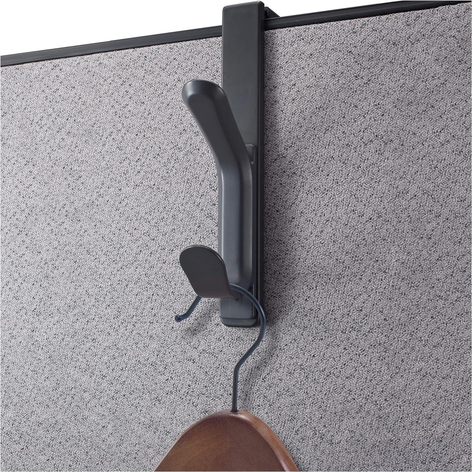 Officemate Over Panel Coat Hook Plastic 2 Hooks 10lb Cap 7"x3/4" Gray 22005