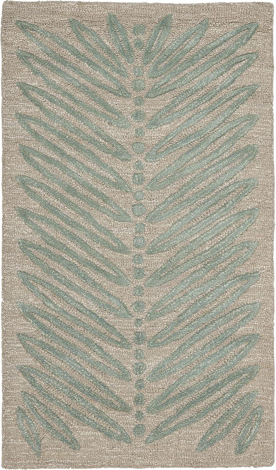 Geometric Handmade Tufted Wool Teal Blue/Ivory/Oat Area Rug