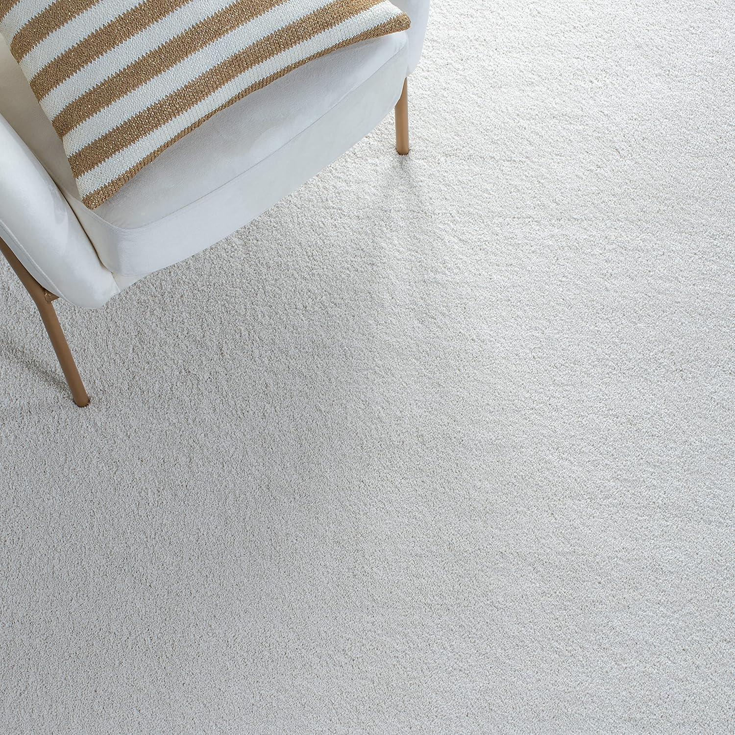 SAFAVIEH Plain and Solid Carleen Solid Plush Area Rug, Ivory, 4'5" x 6'5"