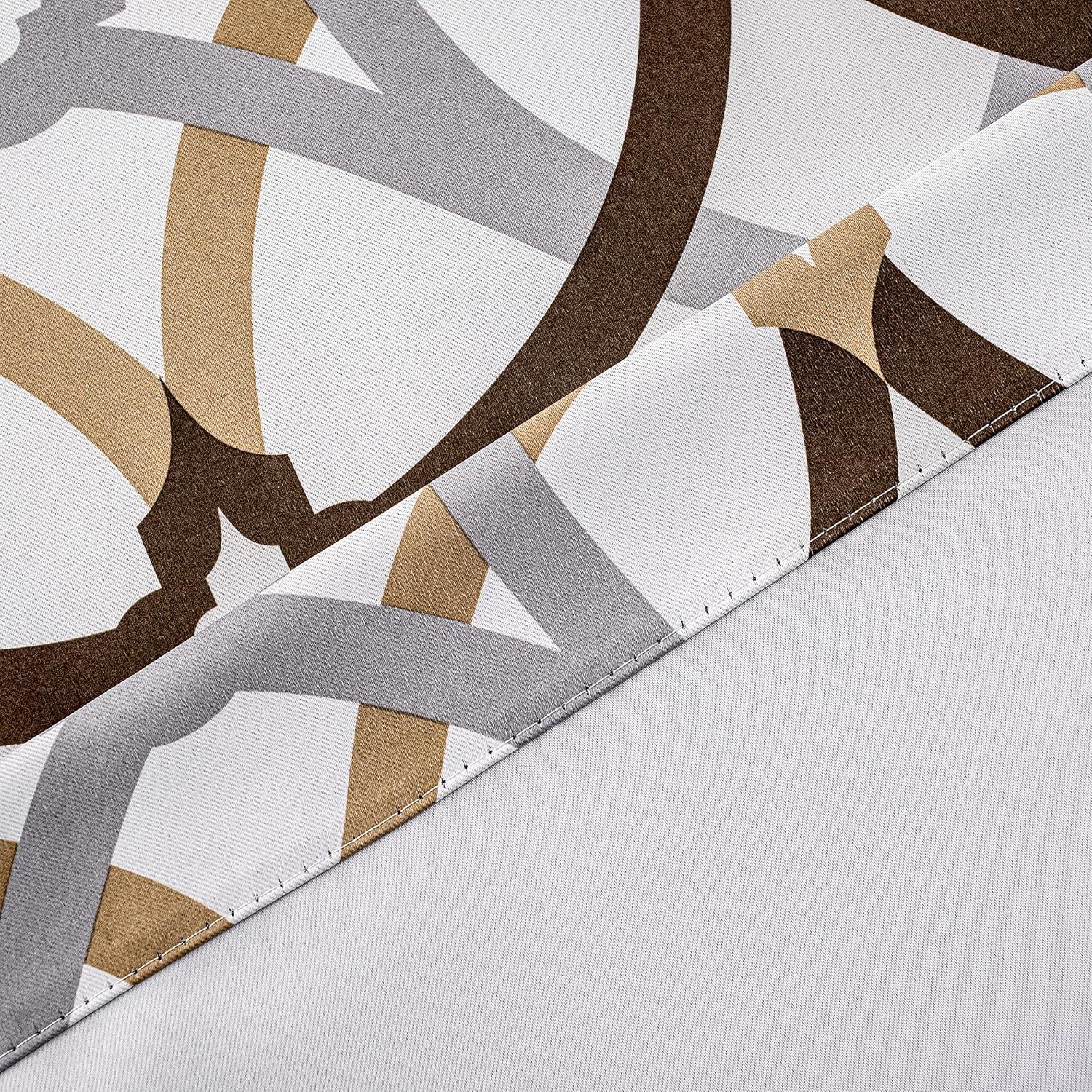 DriftAway Alexander Spiral Geo Trellis Pattern Window Curtain Valance Rod Pocket 52" x 18" Plus 2" Header, Brown, 1 Pack