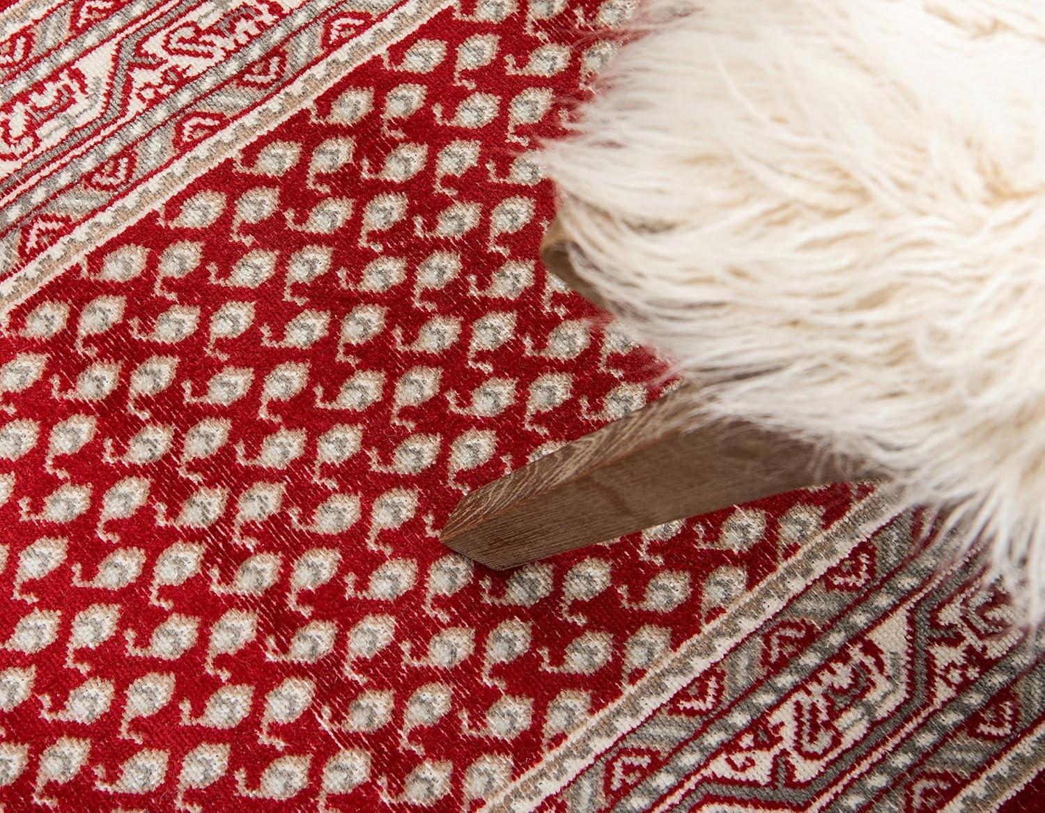 Vibrant Red Indoor Runner Rug with Easy-Care Synthetic Weave