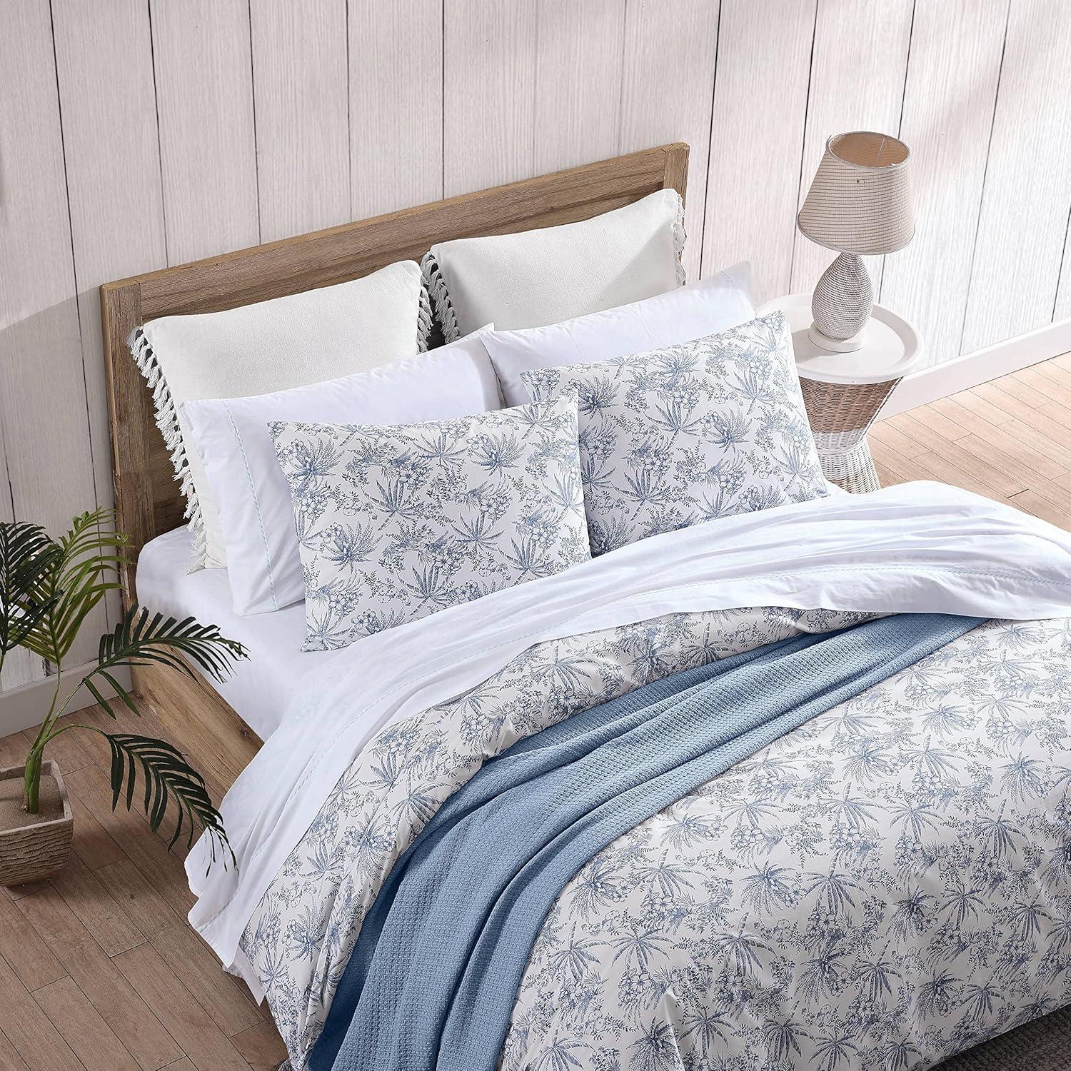 Tommy Bahama Pen And Ink Blue Cotton Duvet Cover Set