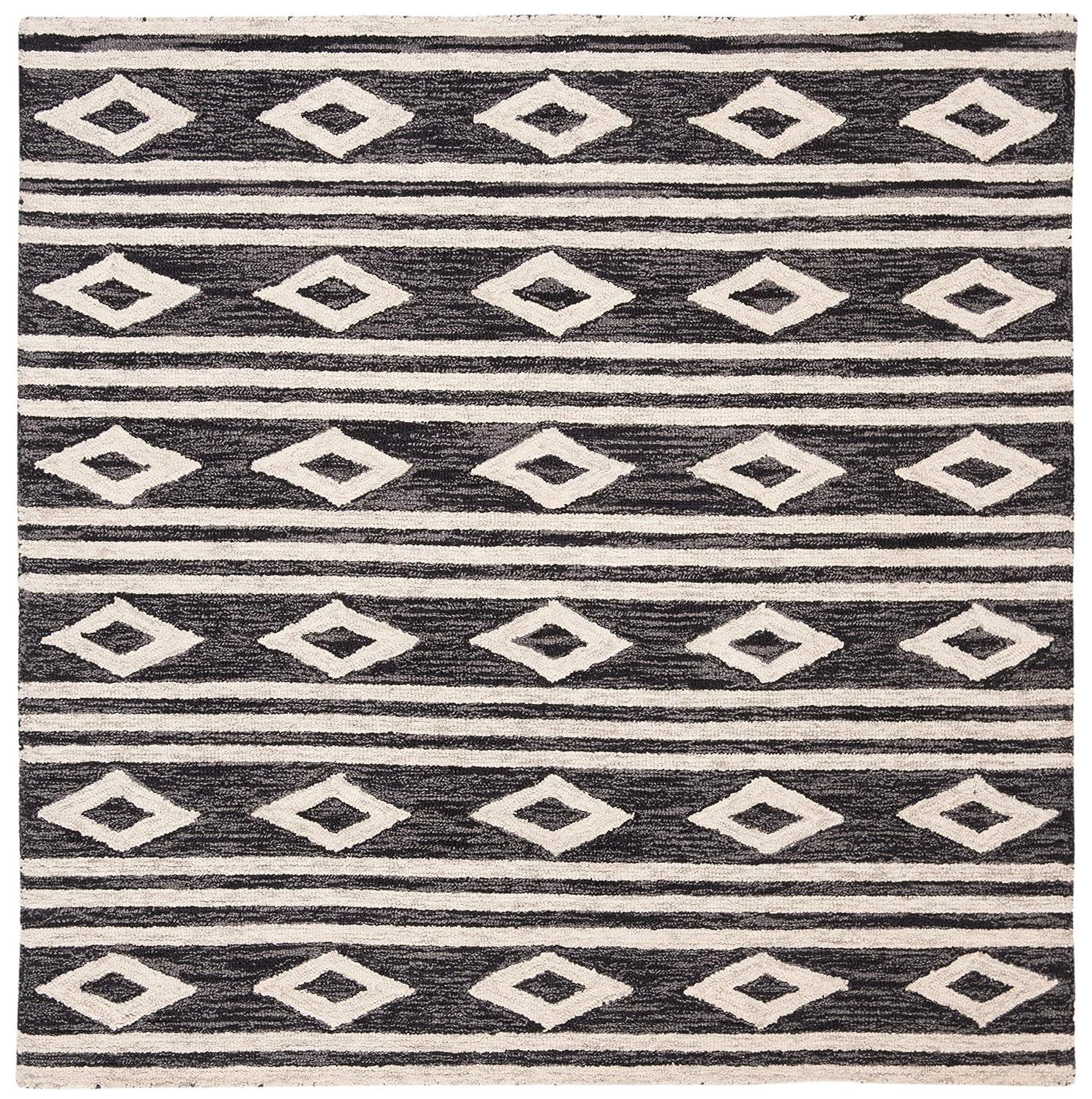 Micro-Loop MLP153 Hand Tufted Area Rug - Charcoal/Ivory - 5'x5' - Safavieh.