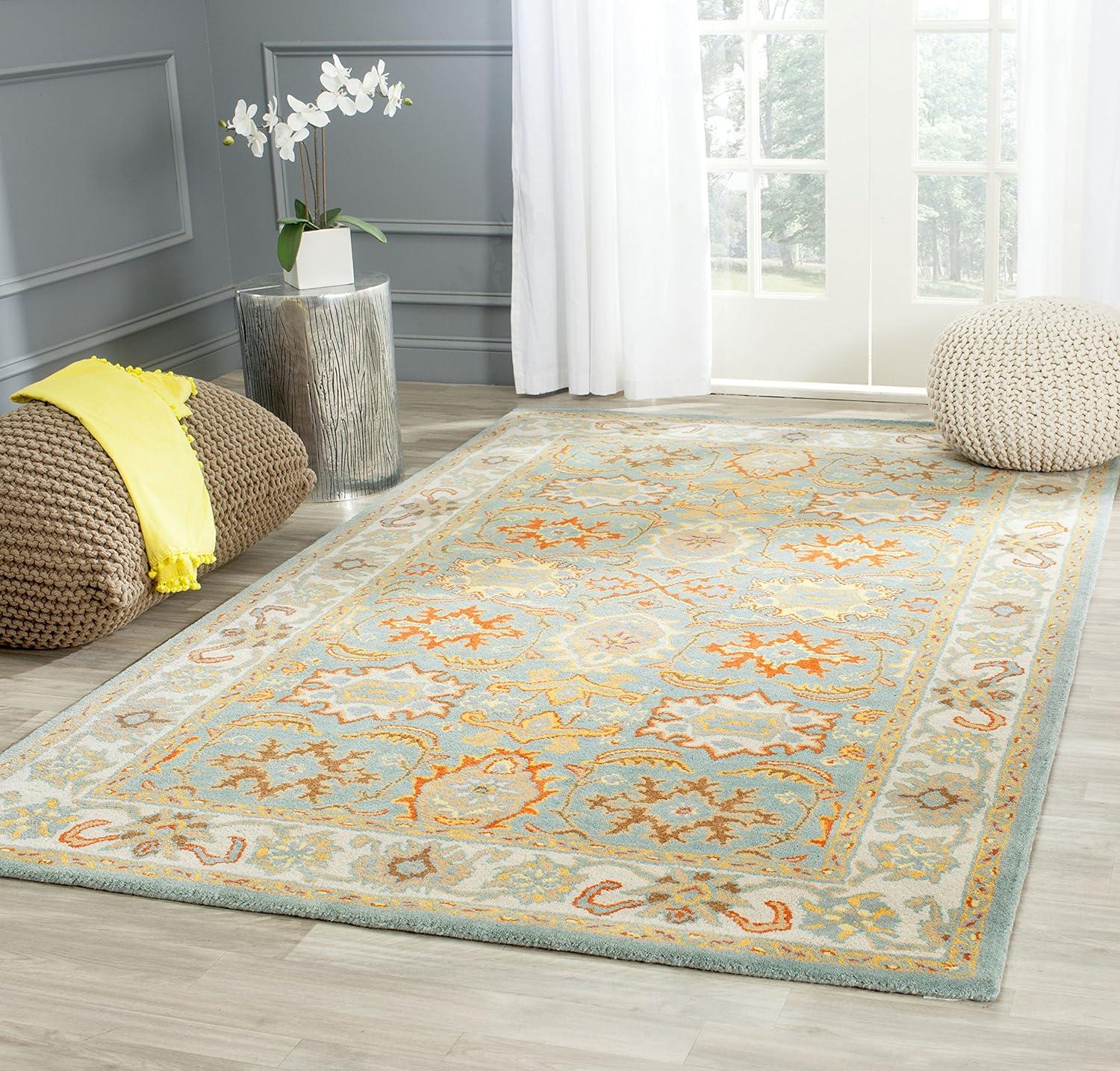 SAFAVIEH Heritage Giles Traditional Wool Area Rug, Light Grey/Grey, 9' x 12'