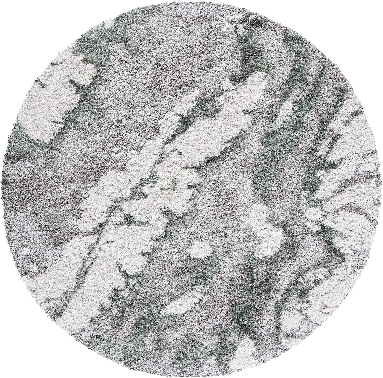 Horizon Shag 800 HZN890 Machine Made Area Rug - 8' Round - Grey/Green - Safavieh