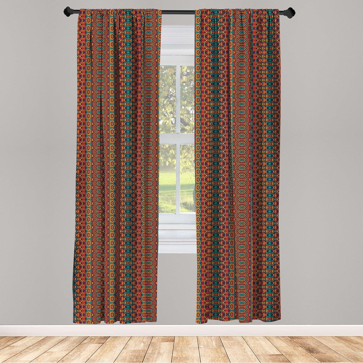 African Semi-Sheer Rod Pocket Curtain Panels (Set of 2)