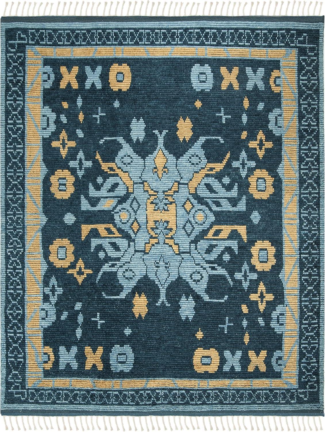 Kenya KNY112 Hand Knotted Area Rug - Blue/Gold - 8'9"x11'9" - Safavieh.