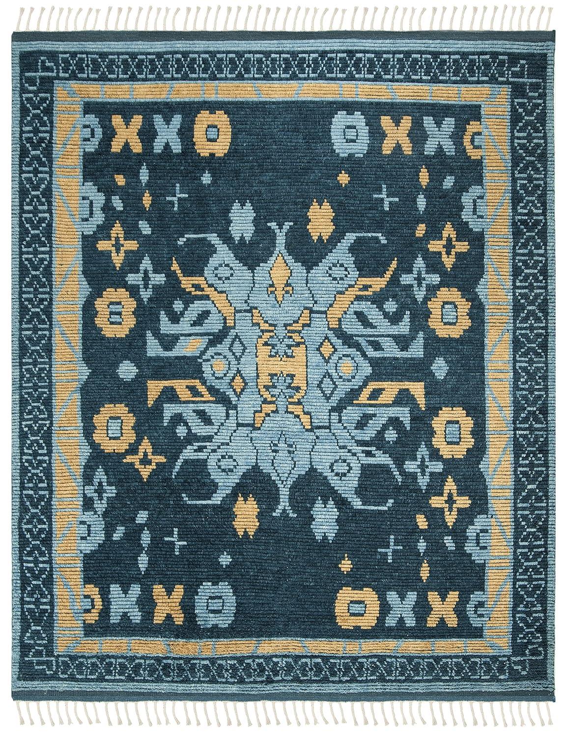 Kenya KNY112 Hand Knotted Area Rug - Blue/Gold - 8'9"x11'9" - Safavieh.