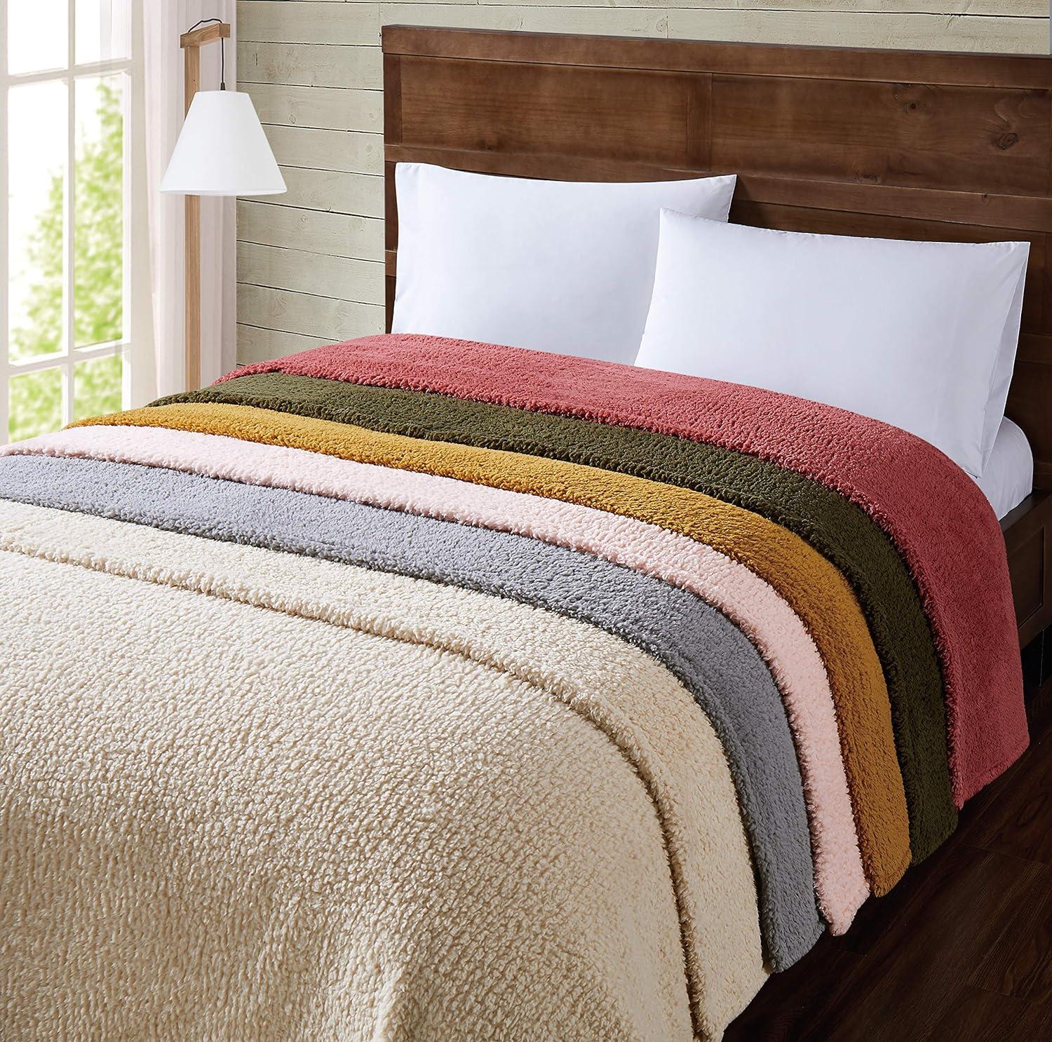 Twin Blush Fleece Sherpa Faux Fur Kids Blanket