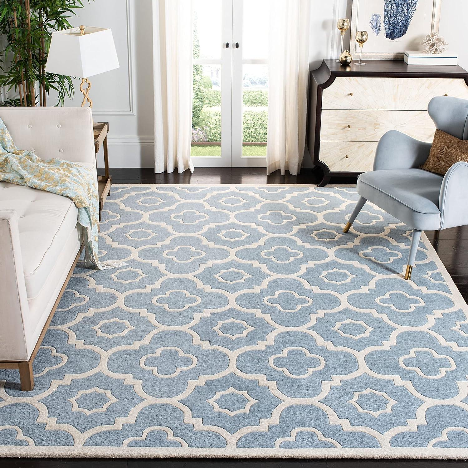 SAFAVIEH Chatham Diego Geometric Wool Area Rug, Green/Ivory, 8' x 10'
