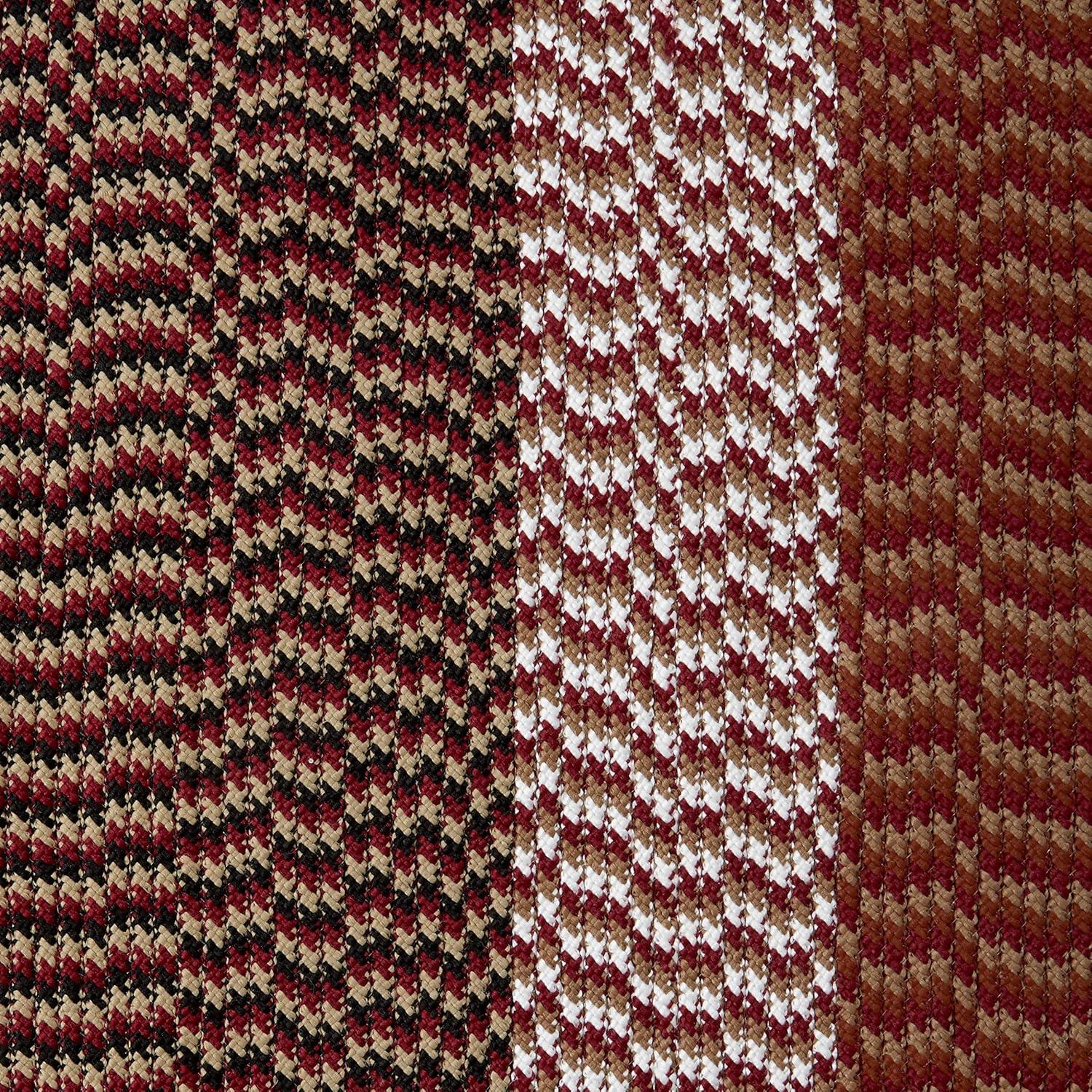 Burgundy Stripe Braided Oval Reversible Synthetic Rug - 25"x20"