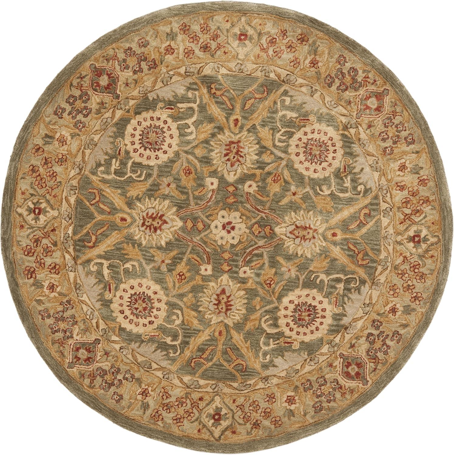 Anatolia Sage/Ivory 4 ft. x 4 ft. Round Border Area Rug