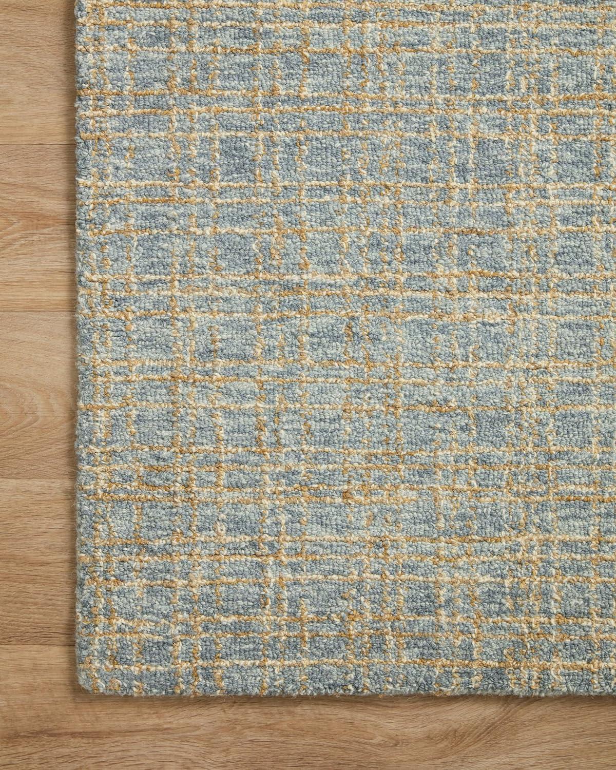 Handmade Tufted Blue/Sand Wool Rectangular Area Rug