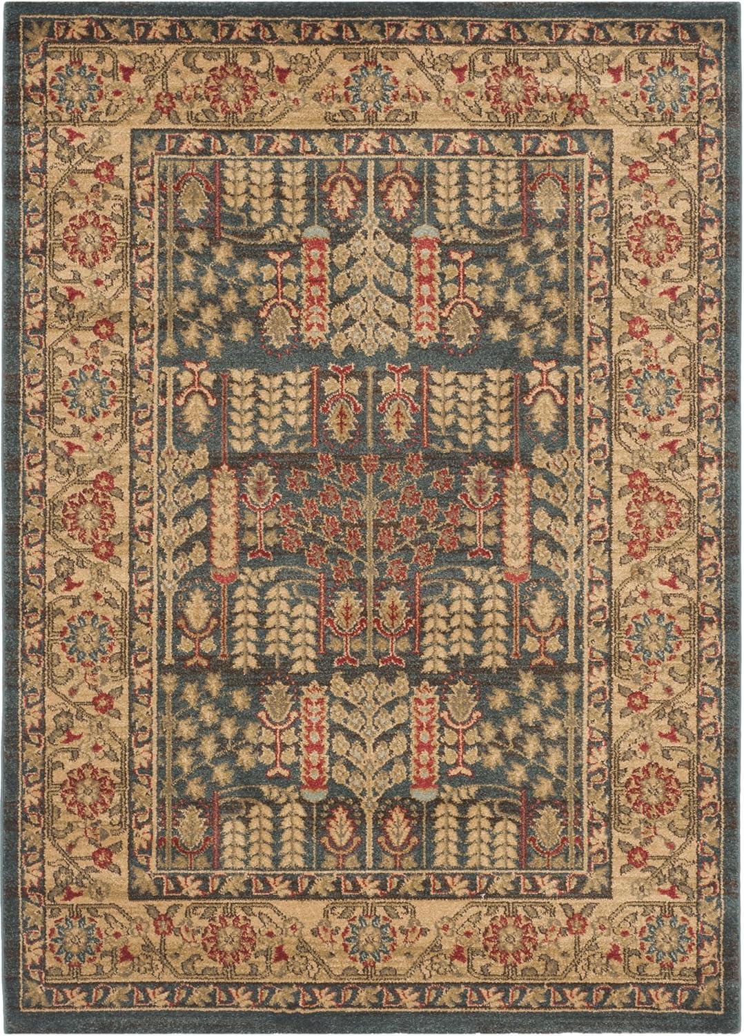 SAFAVIEH Mahal Phylliss Oriental Area Rug, Navy/Natural, 4' x 5'7"