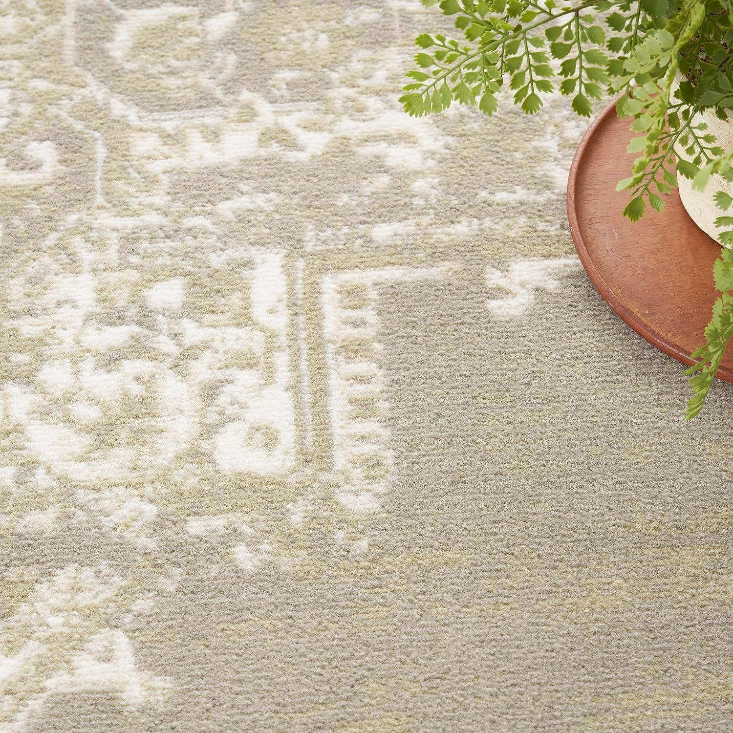 Nourison Grafix Center Medallion Area Rug Olive 7'10" x 9'10"