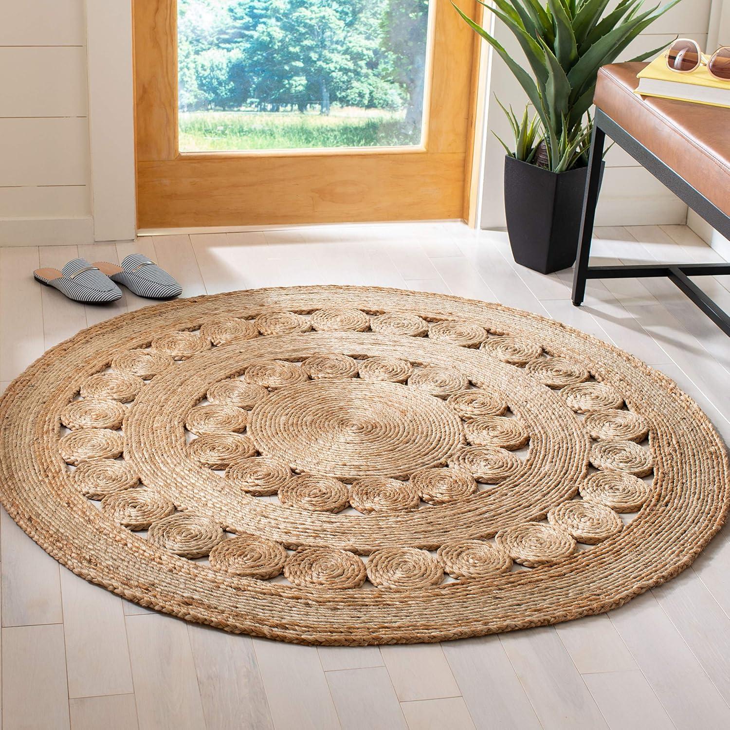 Natural Fiber NFB250 Hand Woven Area Rug - Natural - 3' round - Safavieh.