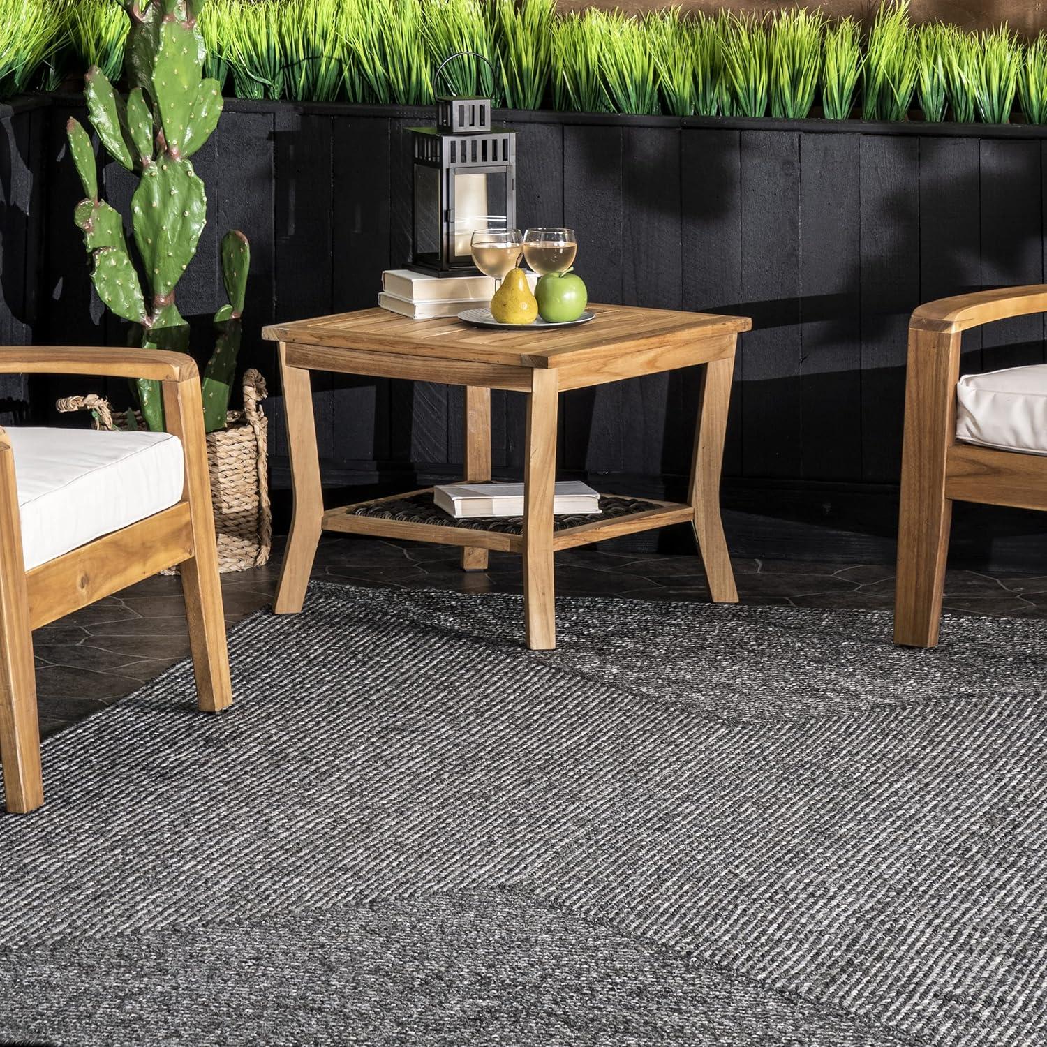 nuLOOM Wynn Braided Indoor/Outdoor Area Rug, Oval 4' x 6', Charcoal