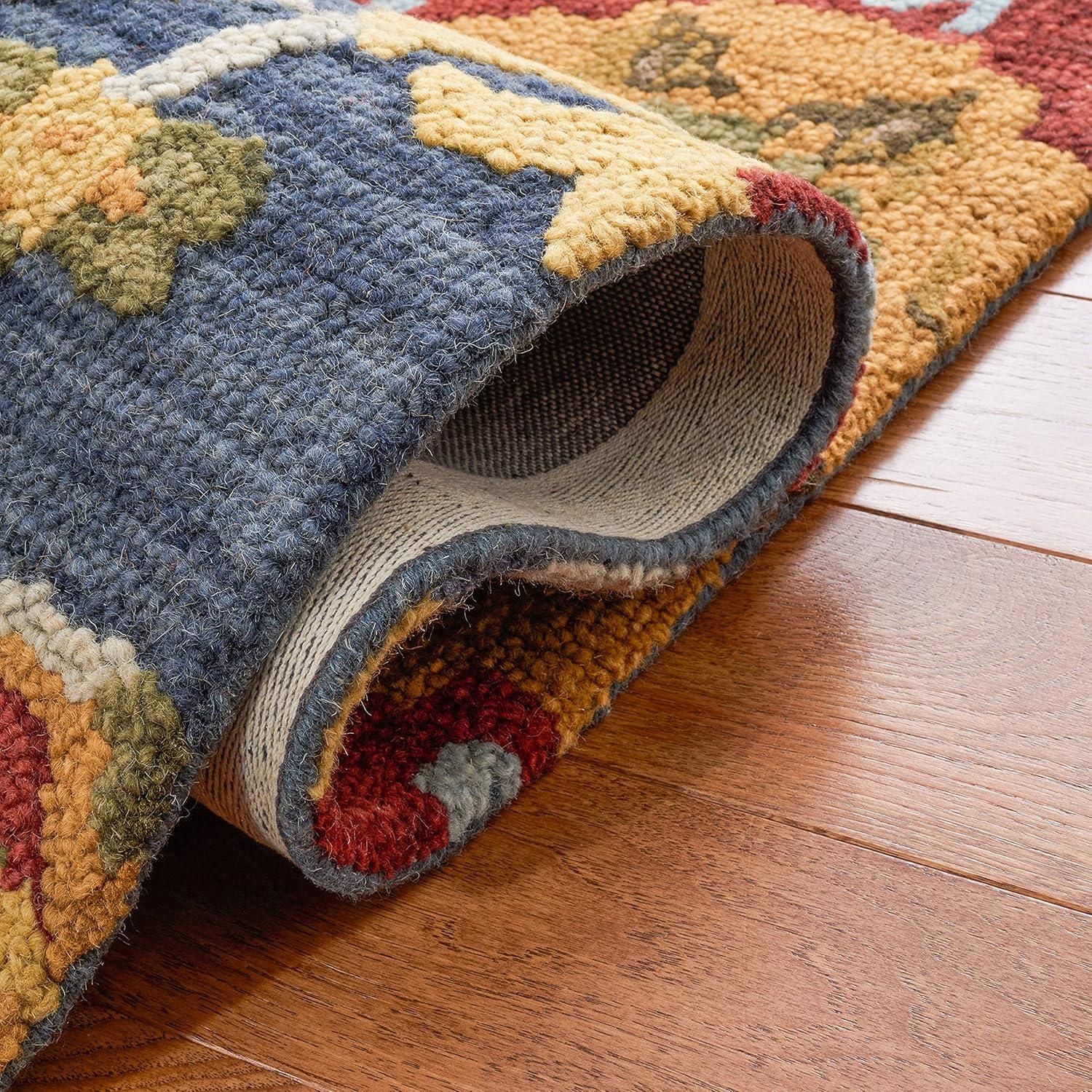 SAFAVIEH Blossom Danny Floral Wool Area Rug, Navy/Multi, 8' x 8' Square